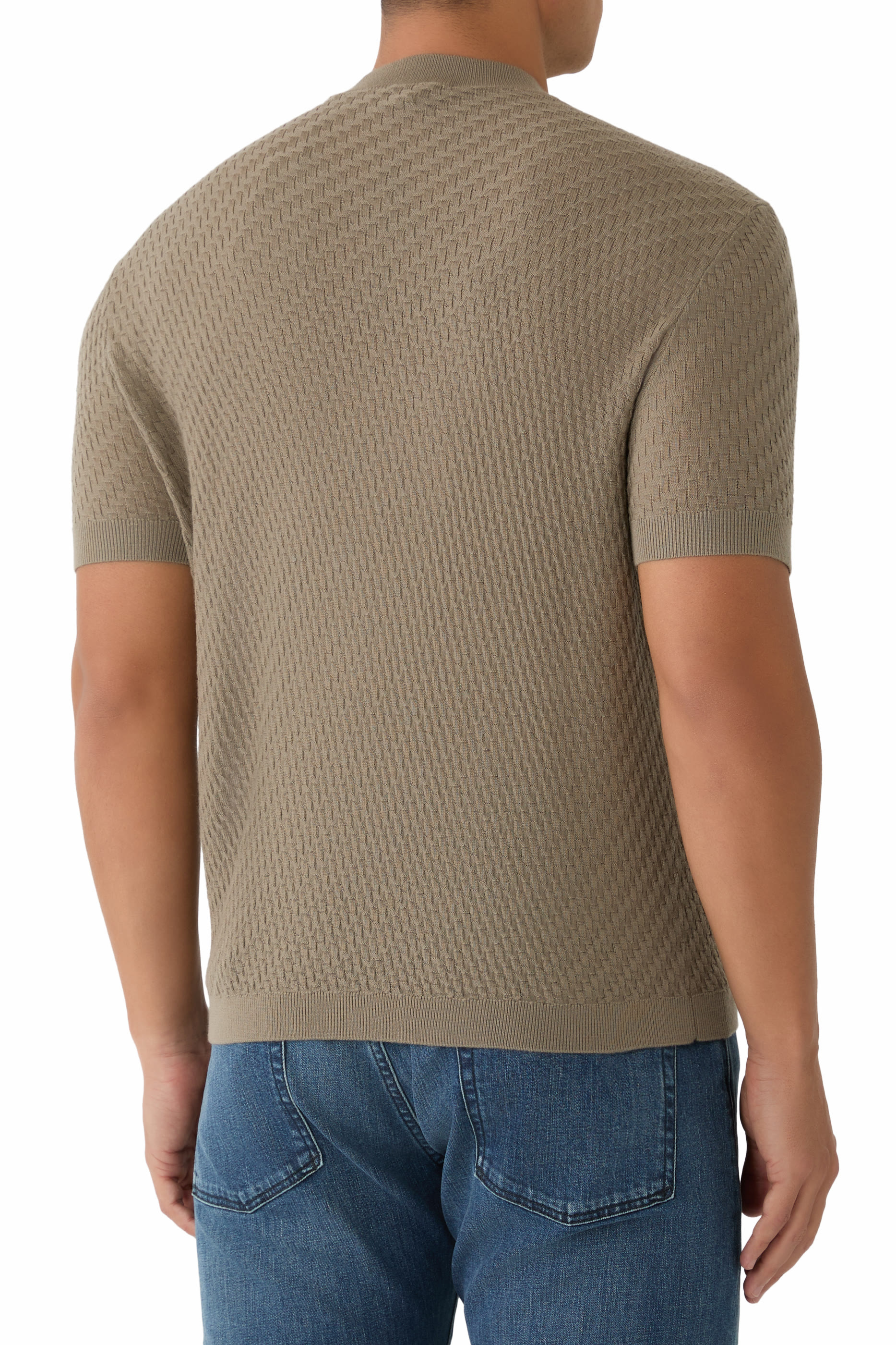 Knit Short Sleeves Herringbone T-Shirt