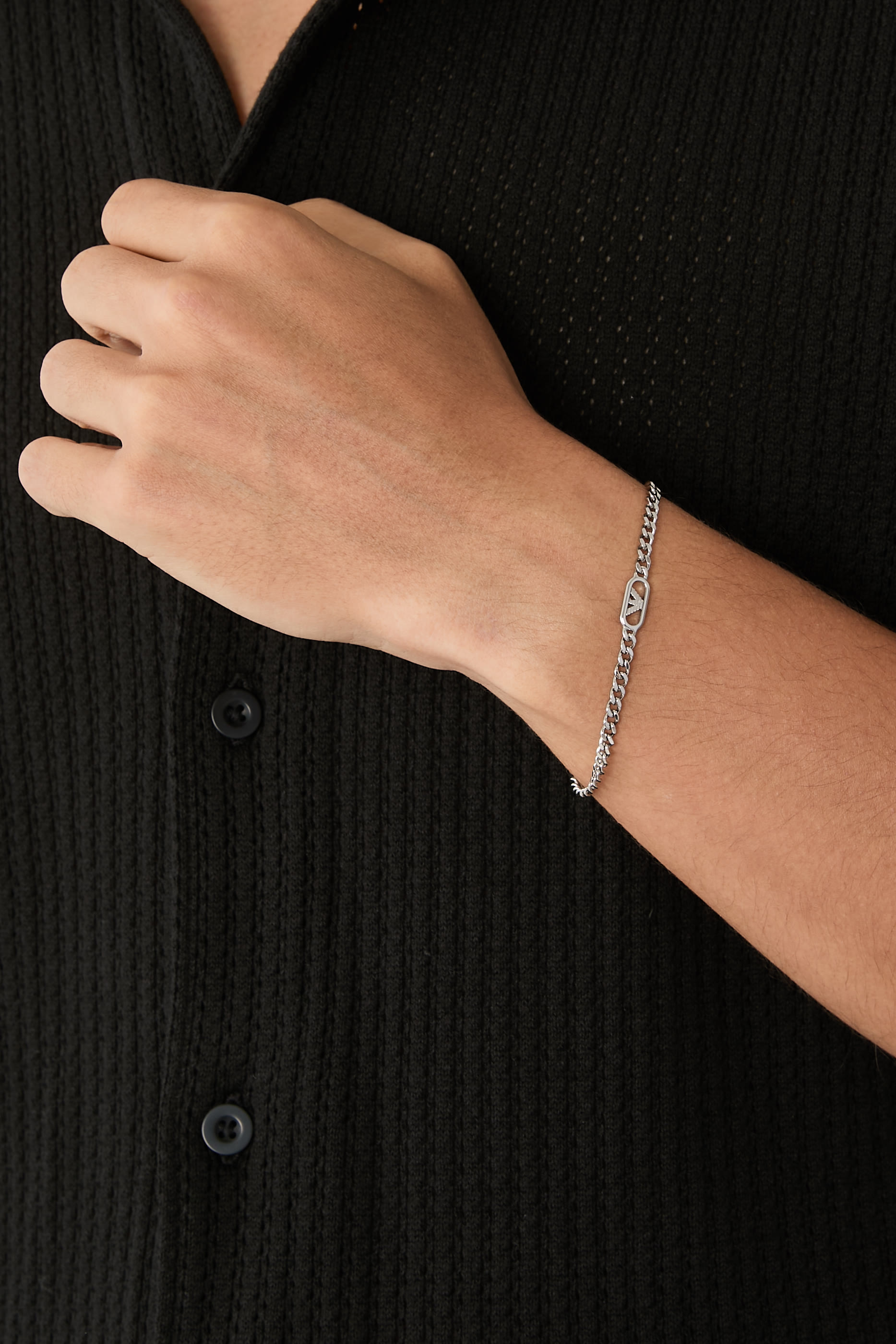 Eagle Logo Chain Bracelet, Stainless Steel