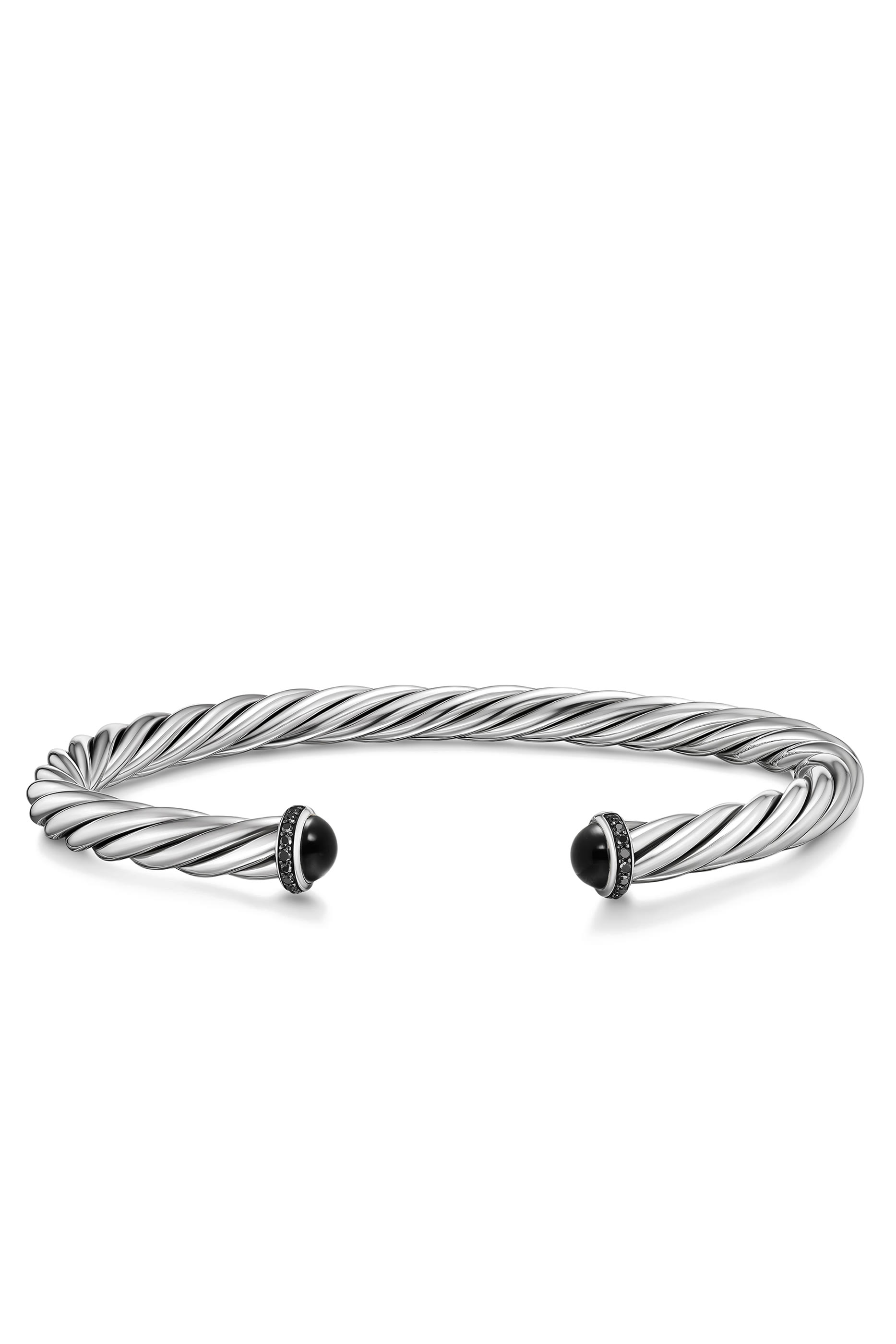 Cable Cuff Bracelet, Sterling Silver with Diamonds