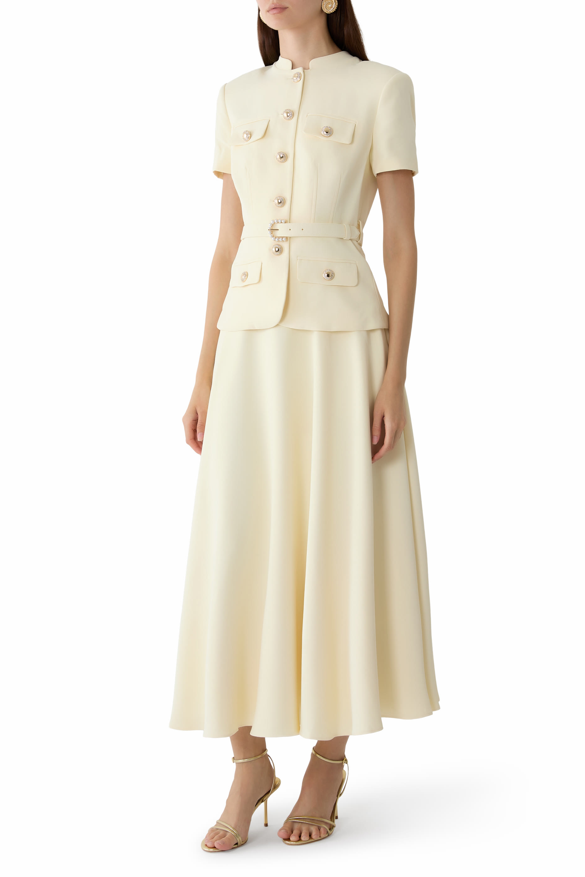Belted Tailored Midi Dress