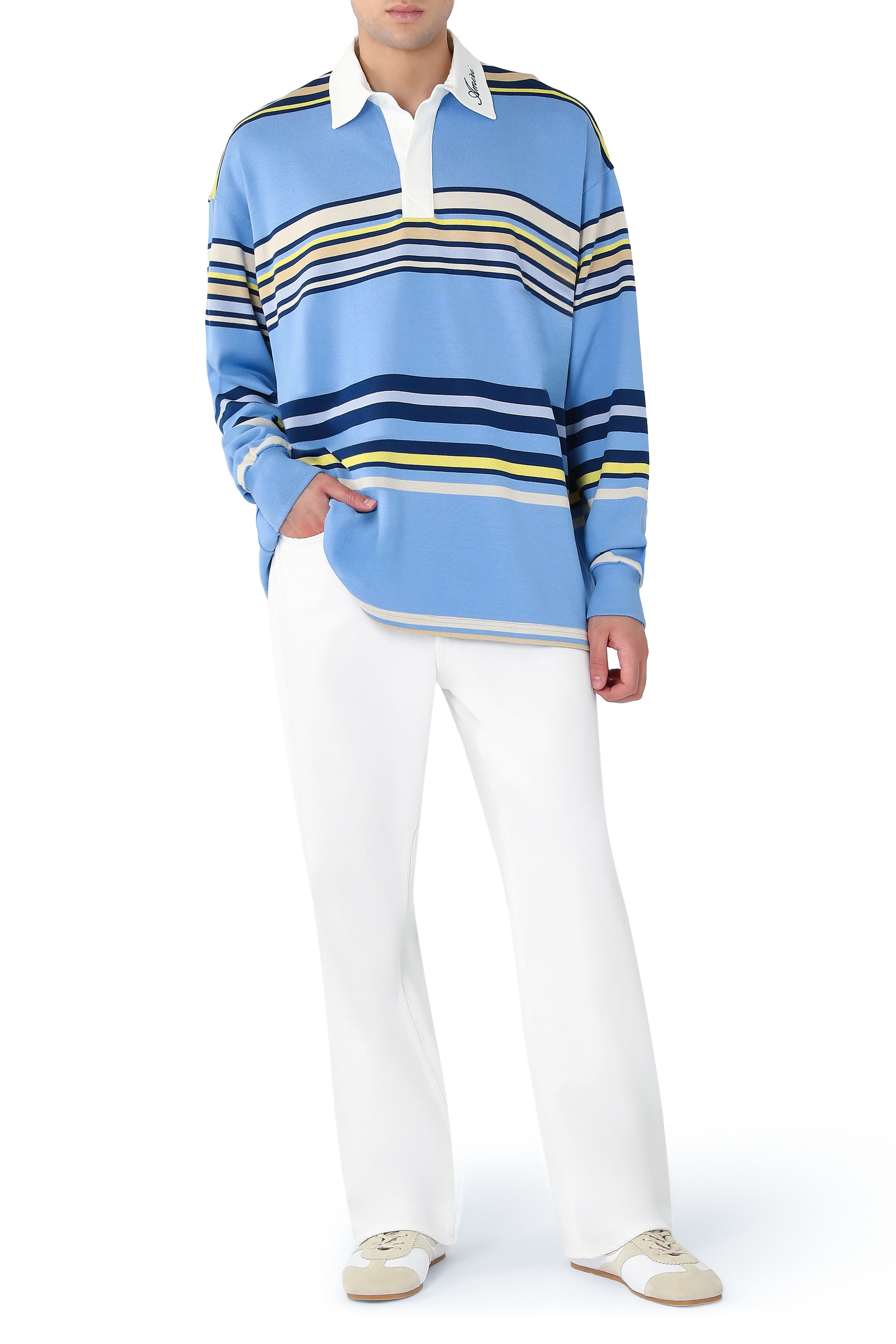 Striped Long Sleeve Polo
