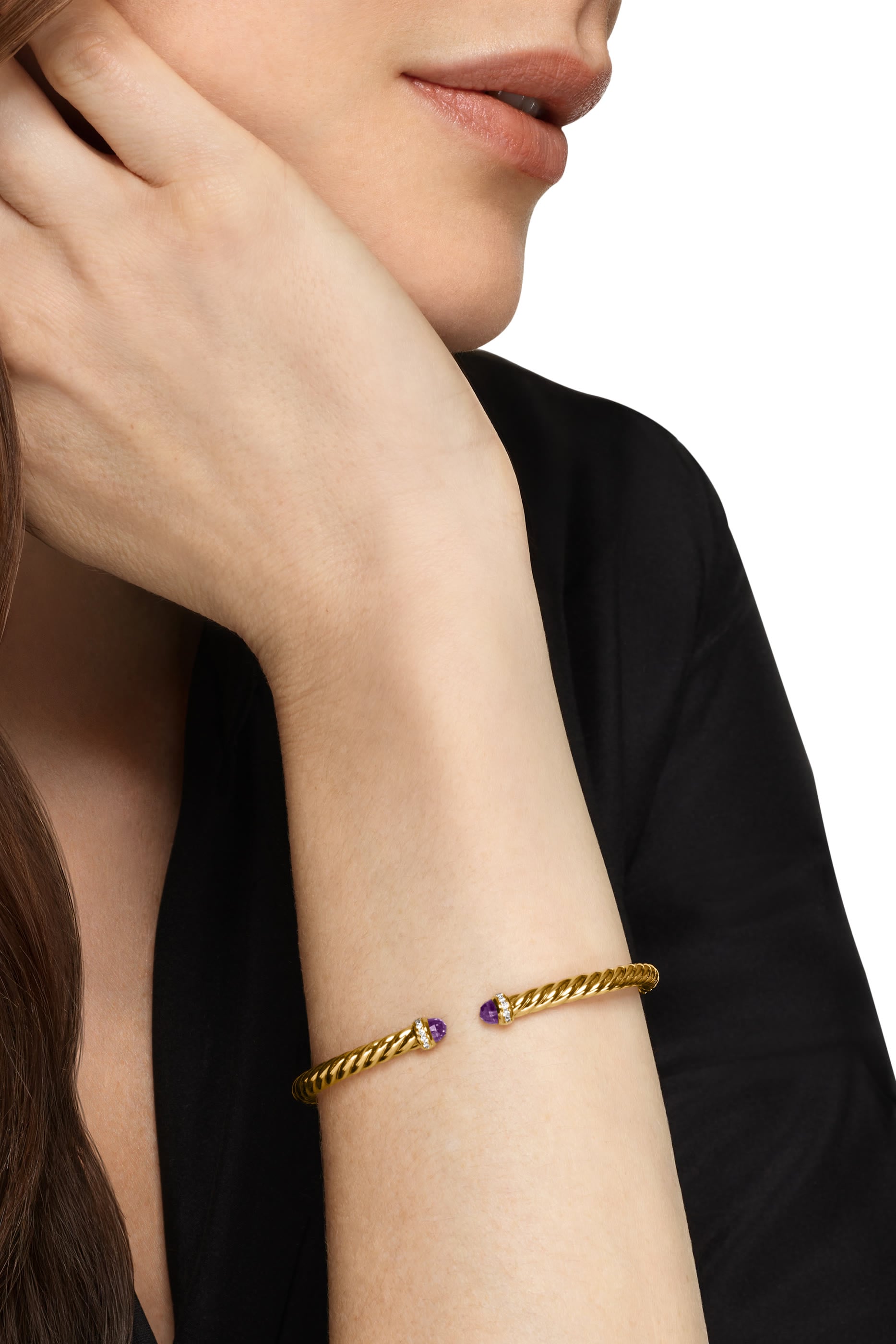 Cablespira® Flex Bracelet, 18K Yellow Gold with Amethyst and Diamonds 