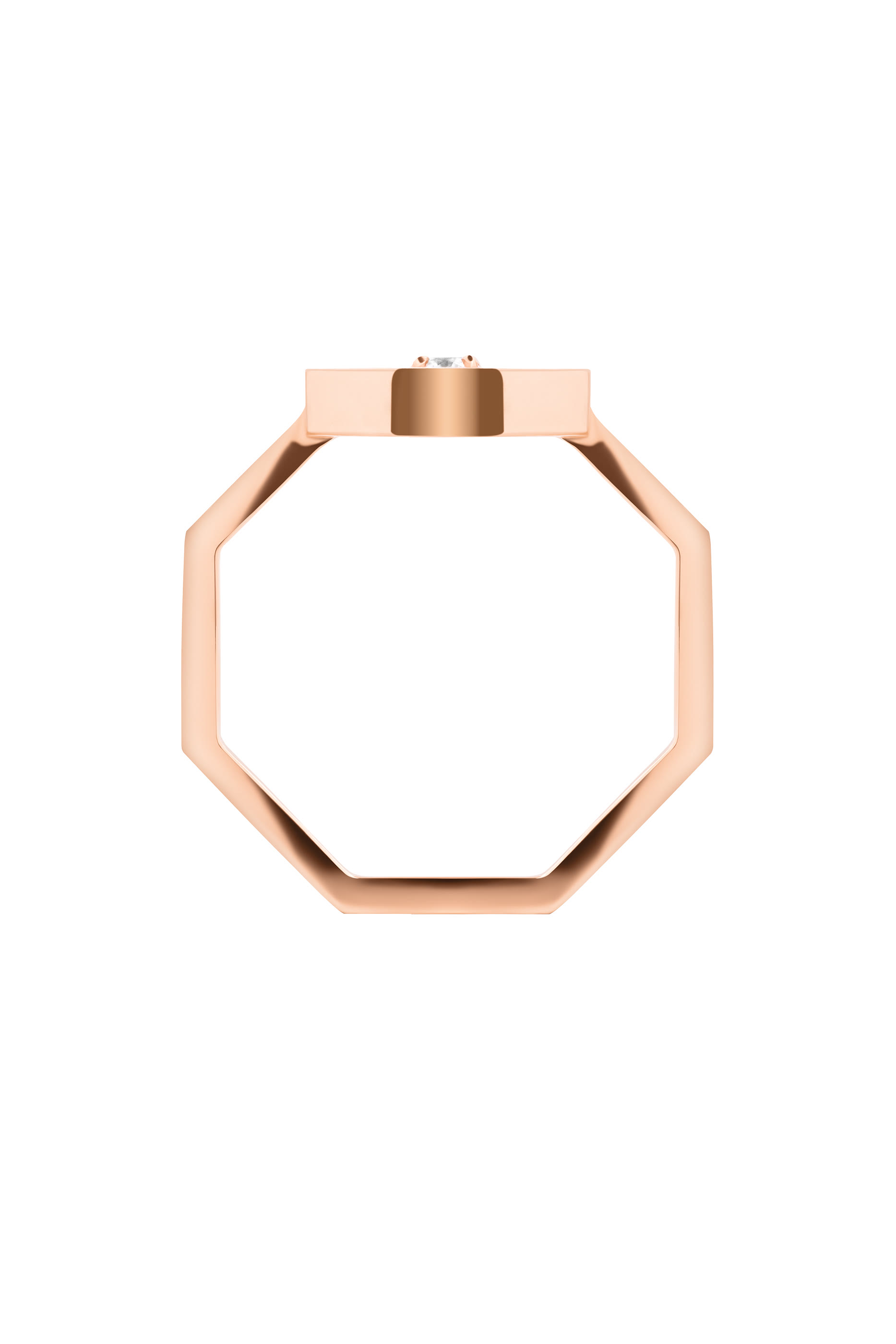 Ahjar Birwaz Ring,18K Rose Gold with Diamonds & Mother of Pearl