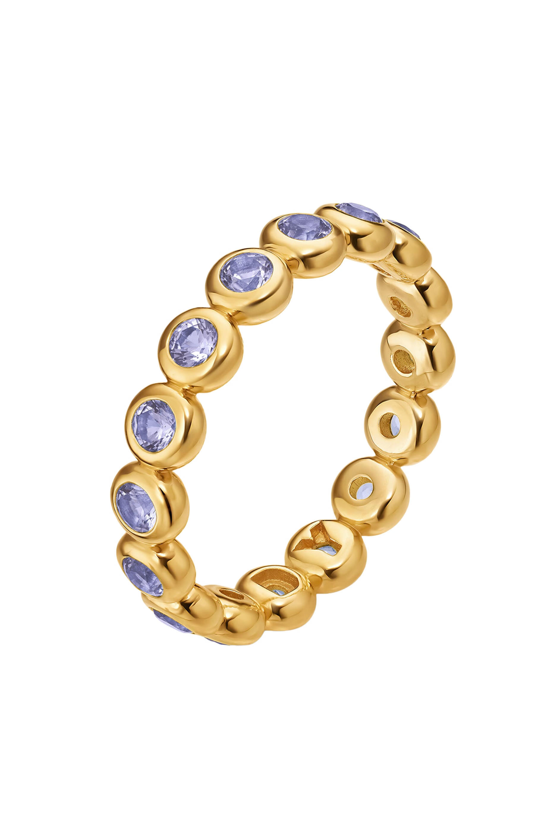  Bezel Set Band Ring, 18K Yellow Gold & Tanzanite