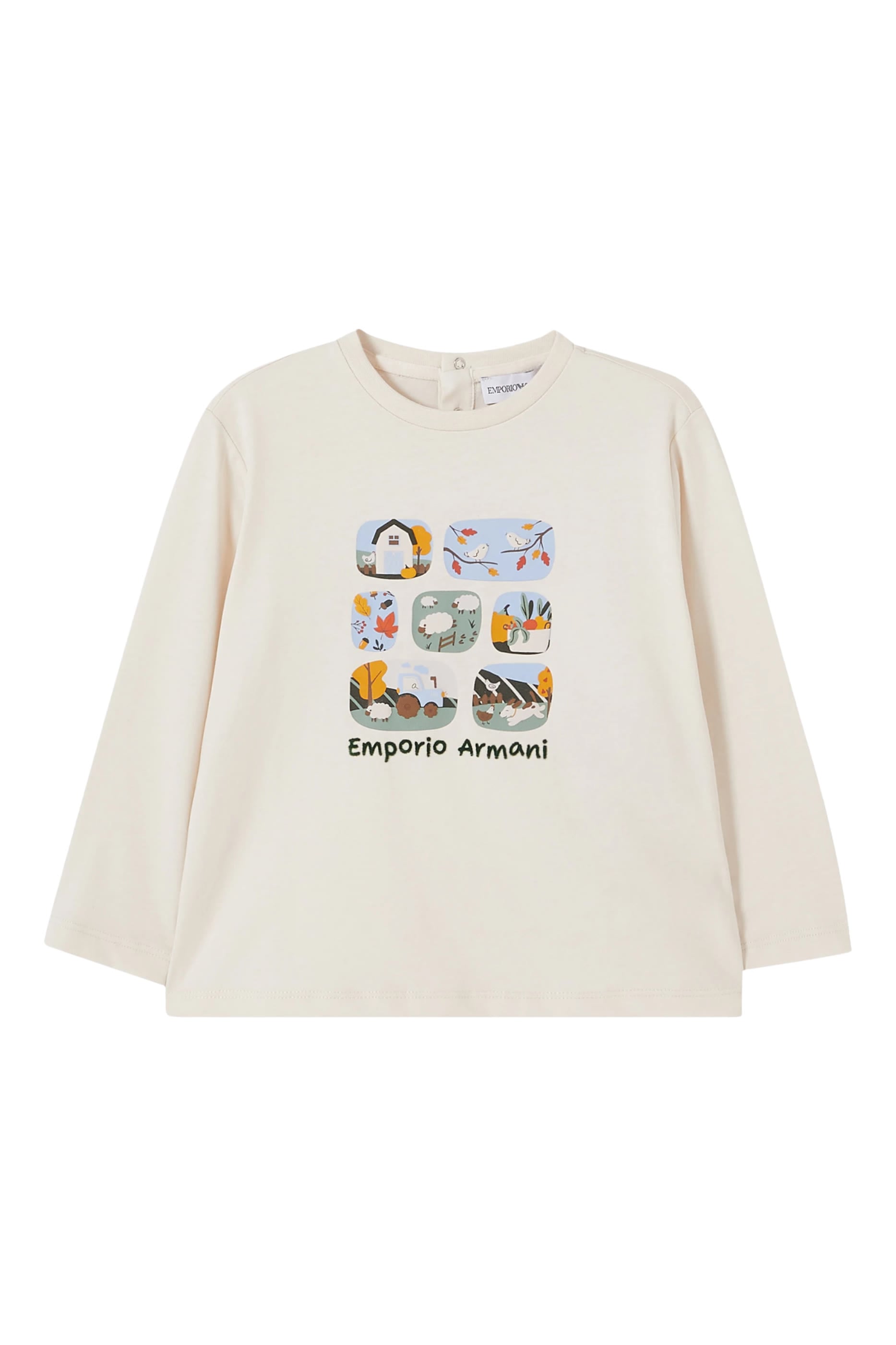 Kids Cotton Jersey T-Shirt with Pastoral Scene Graphic