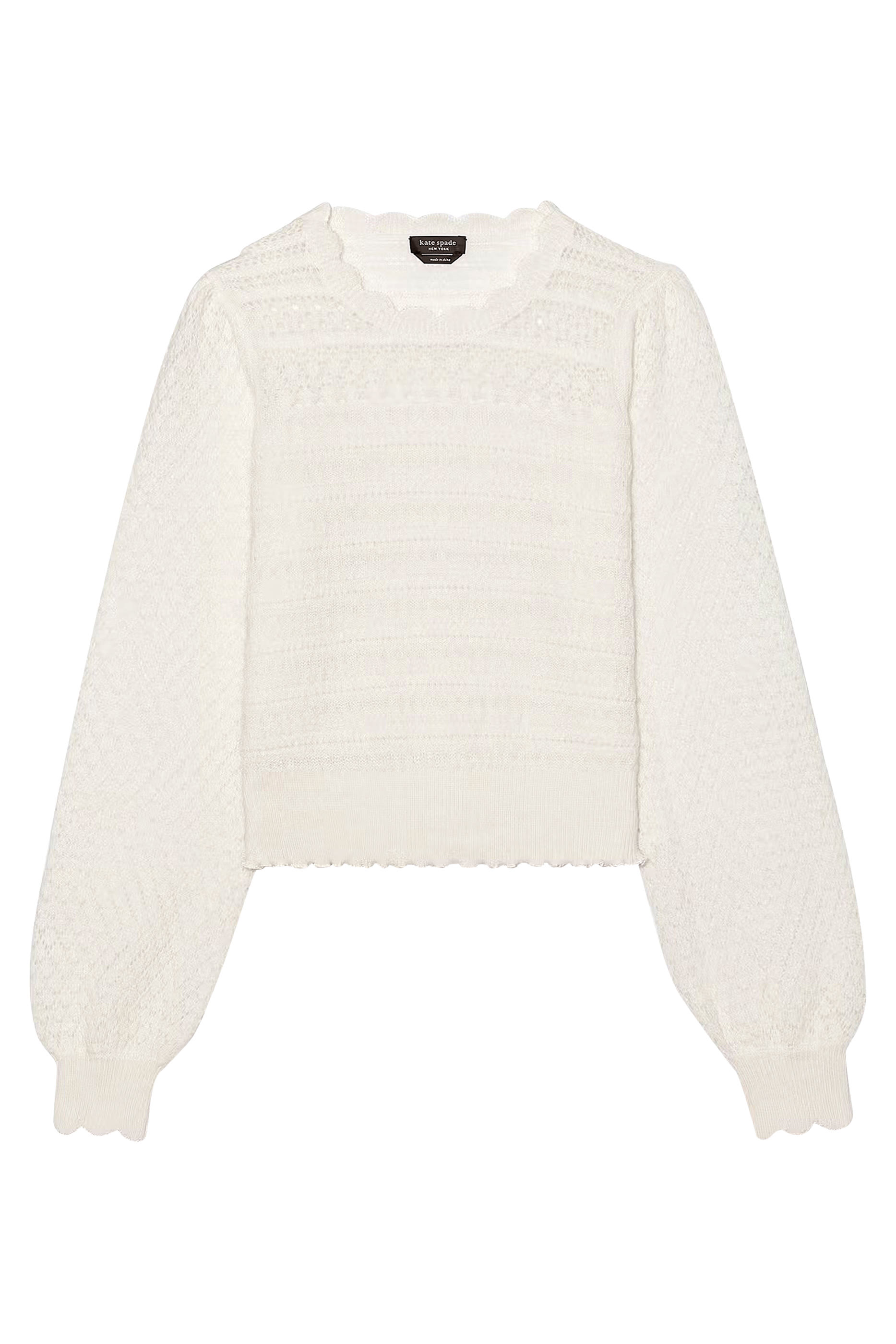 Scallop-Detail Pointelle Sweater