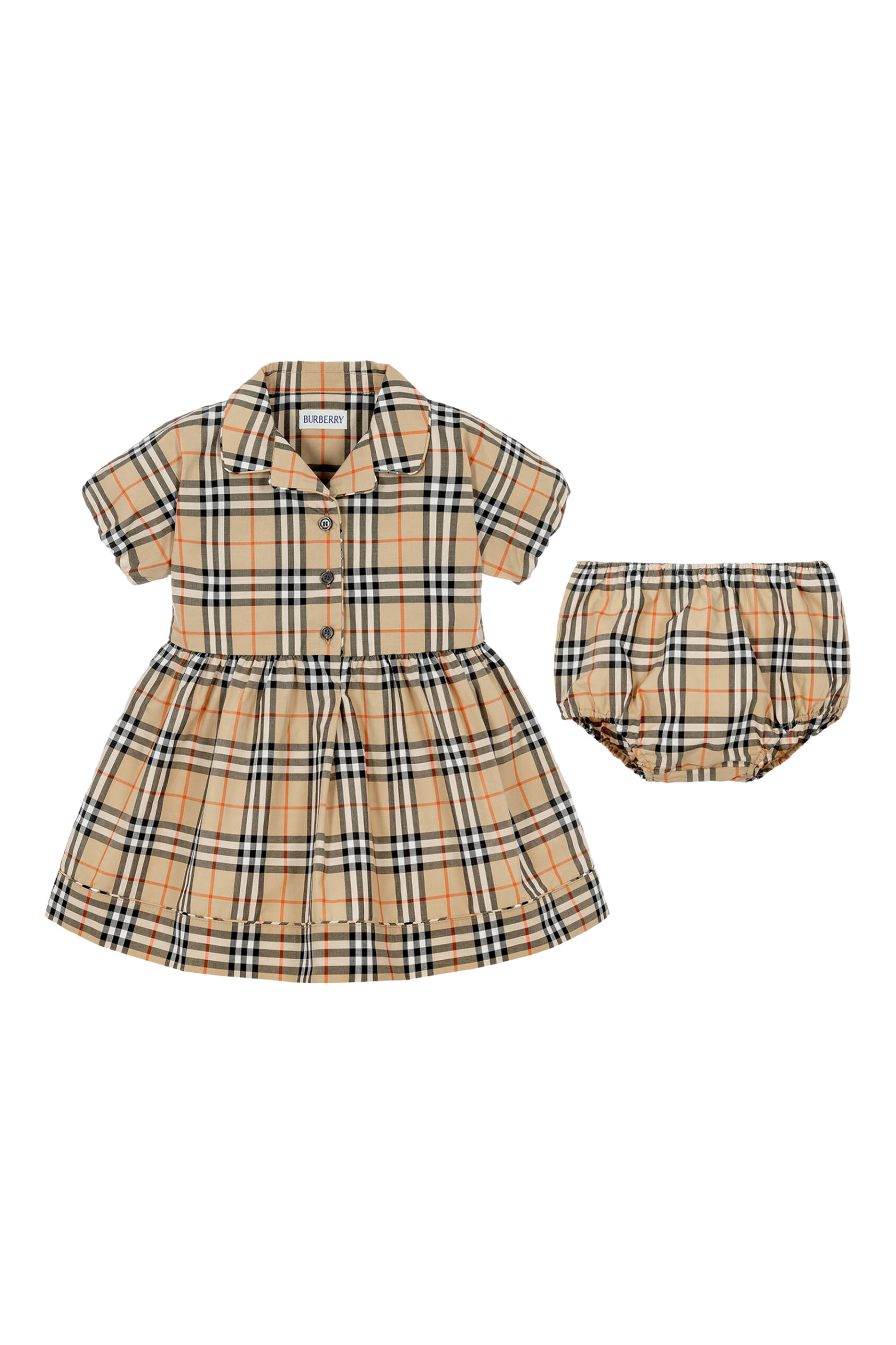 Kids Check Cotton Dress with Bloomers