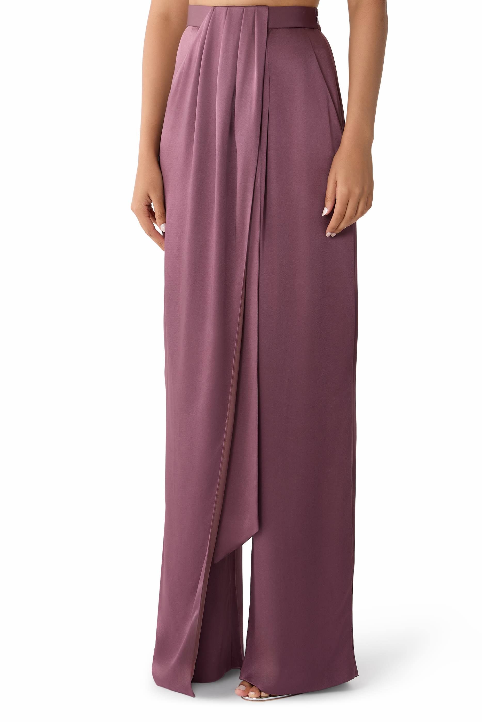 Satin Draped Relaxed Pants