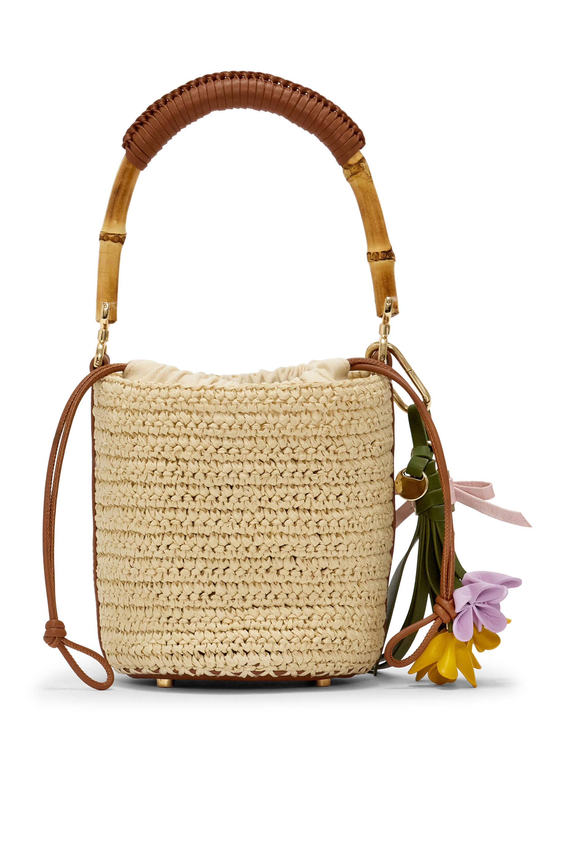Raffia Charm Bucket Bag 