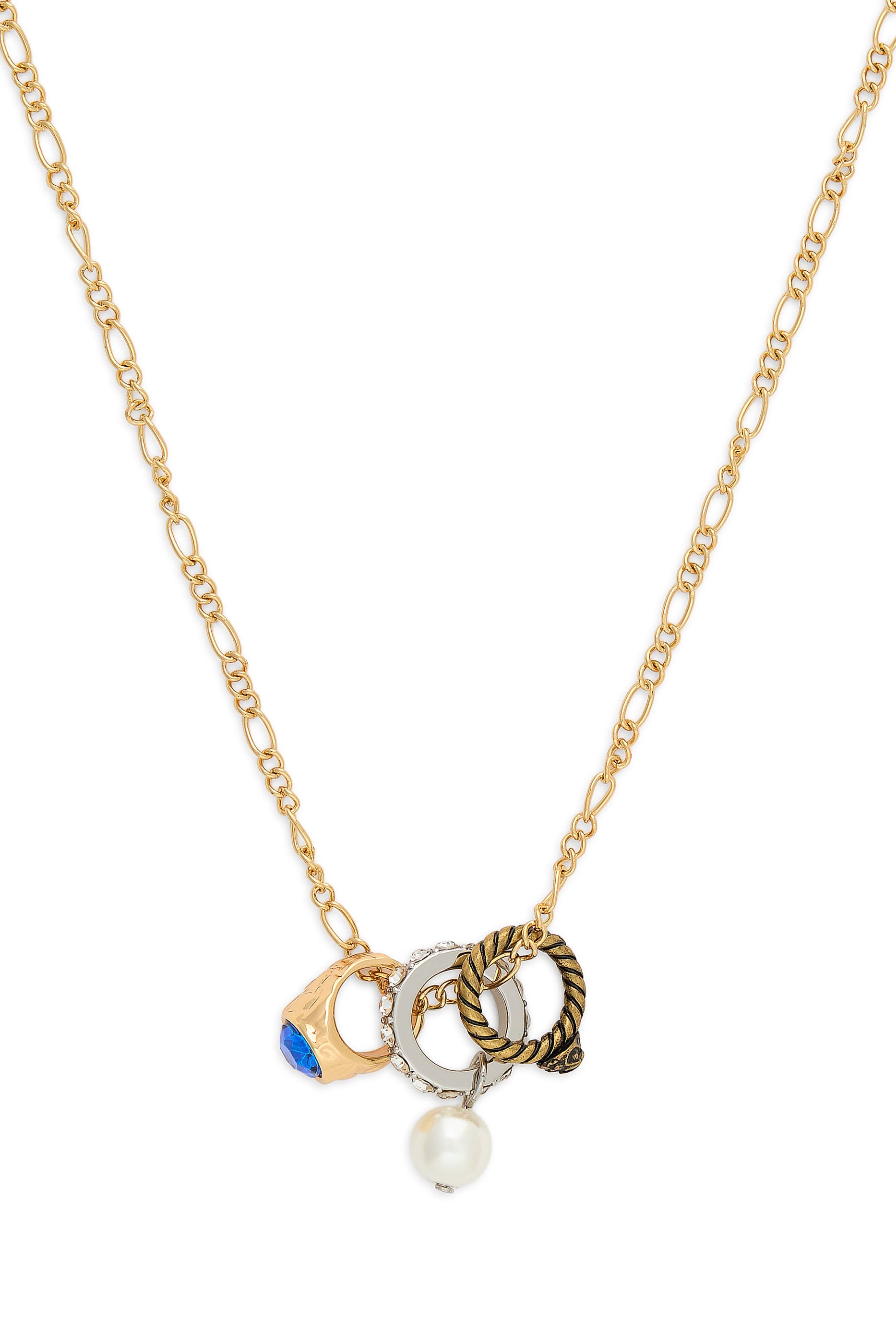 Vintage Charm Necklace, Brass & Charms