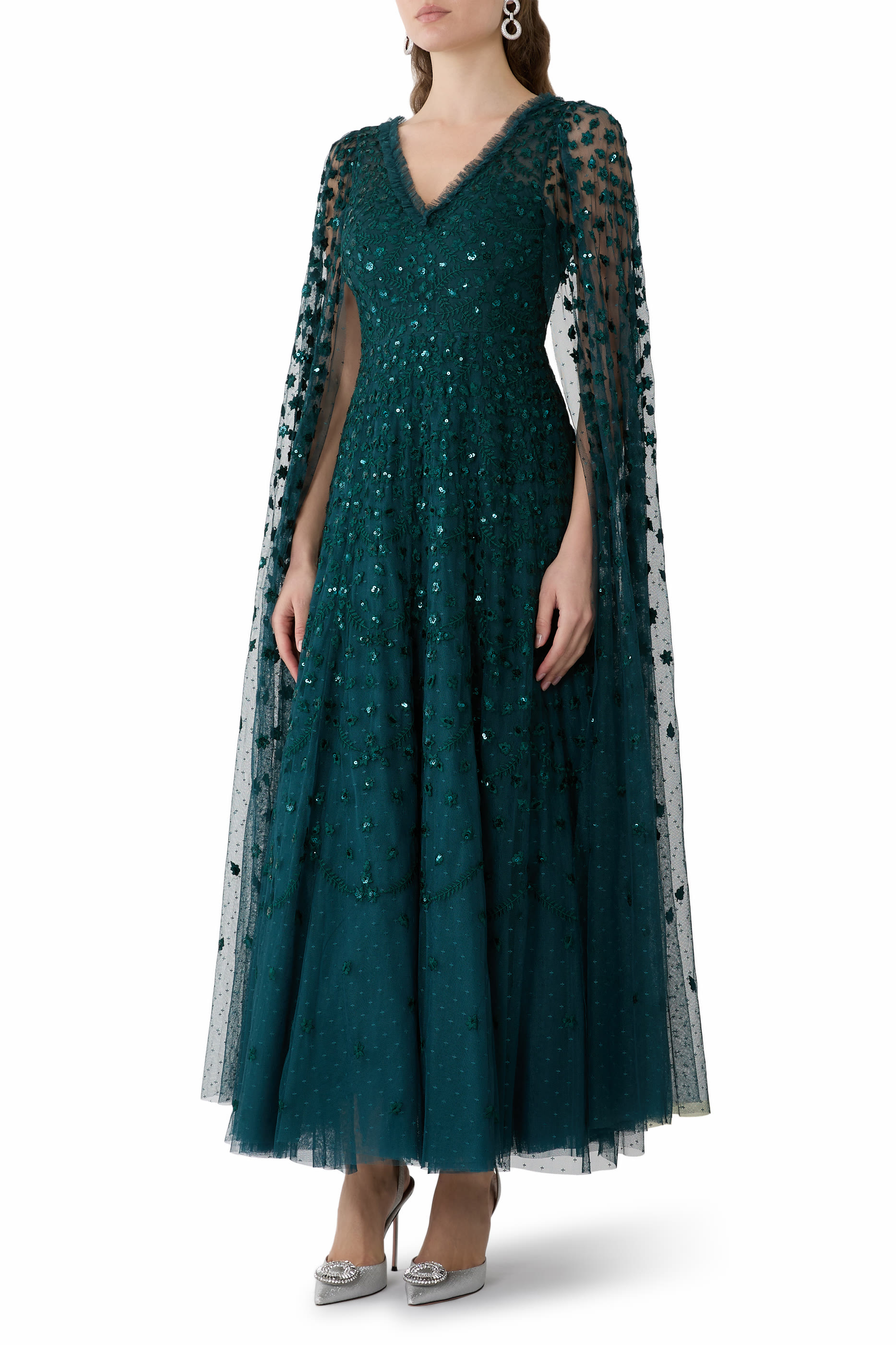 Clover Cape Sleeve Ankle Gown