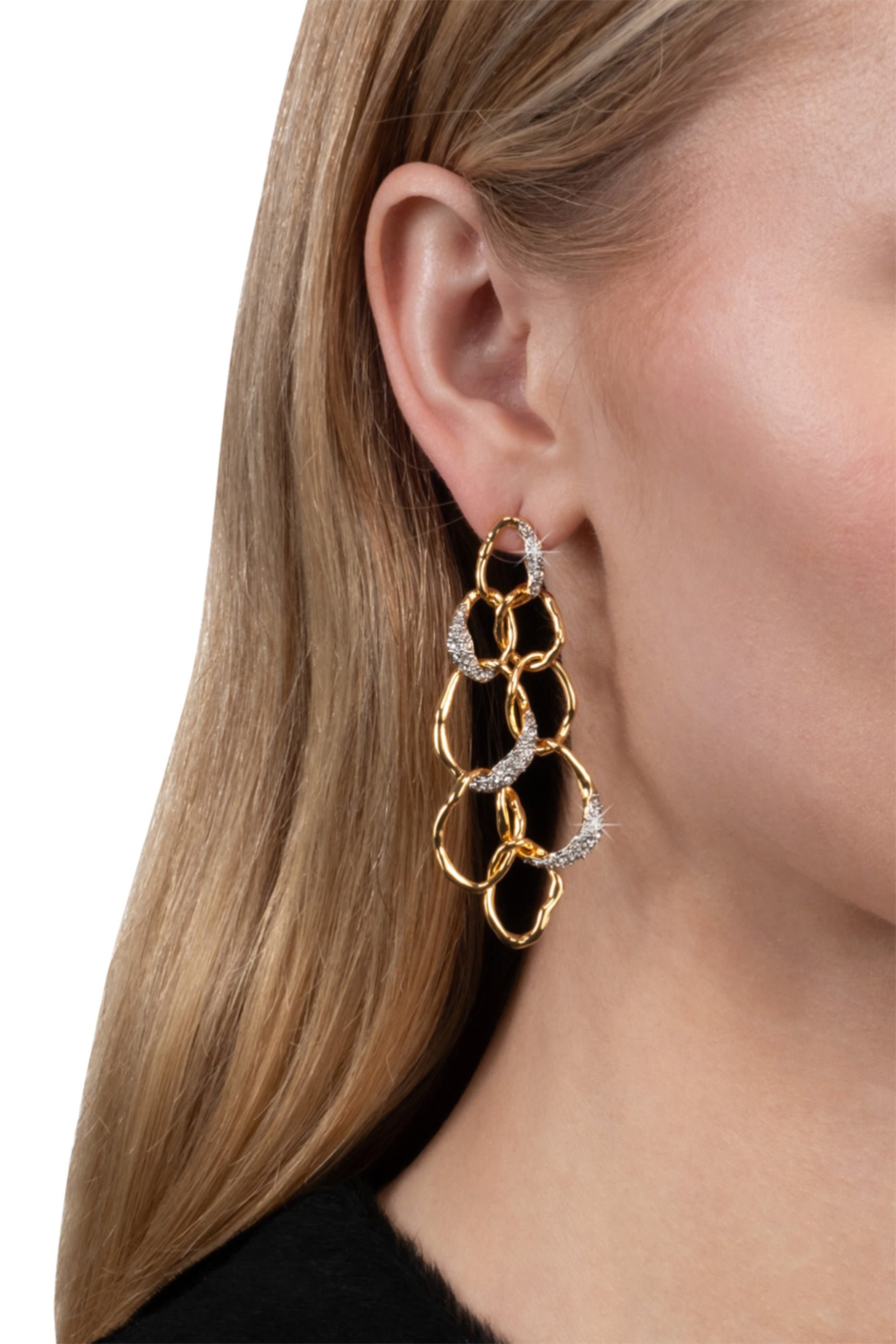 Solanales Crystal Linked Drop Post Earrings