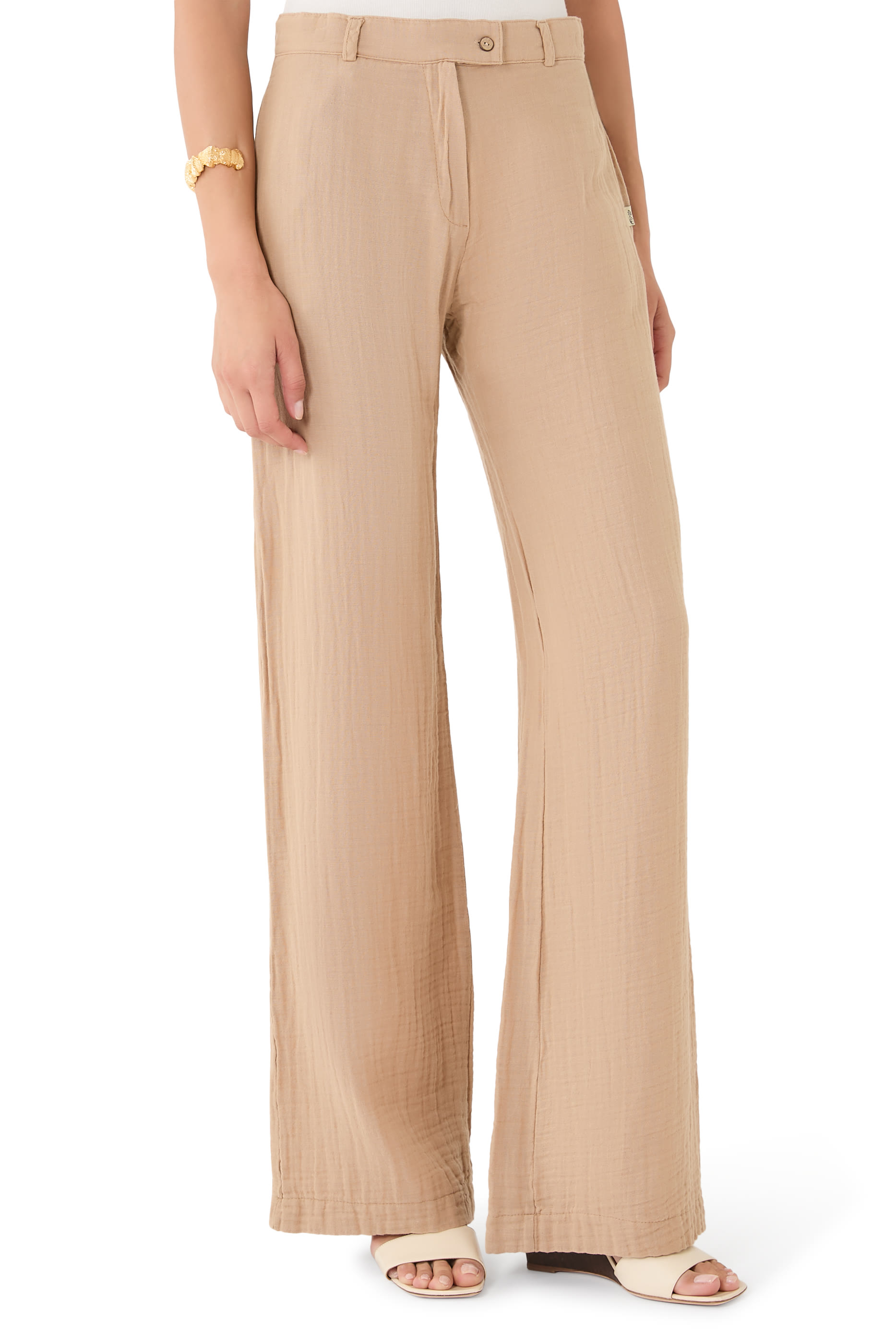 Collared Crinkled Shirt with Matching Bra and Pant Set