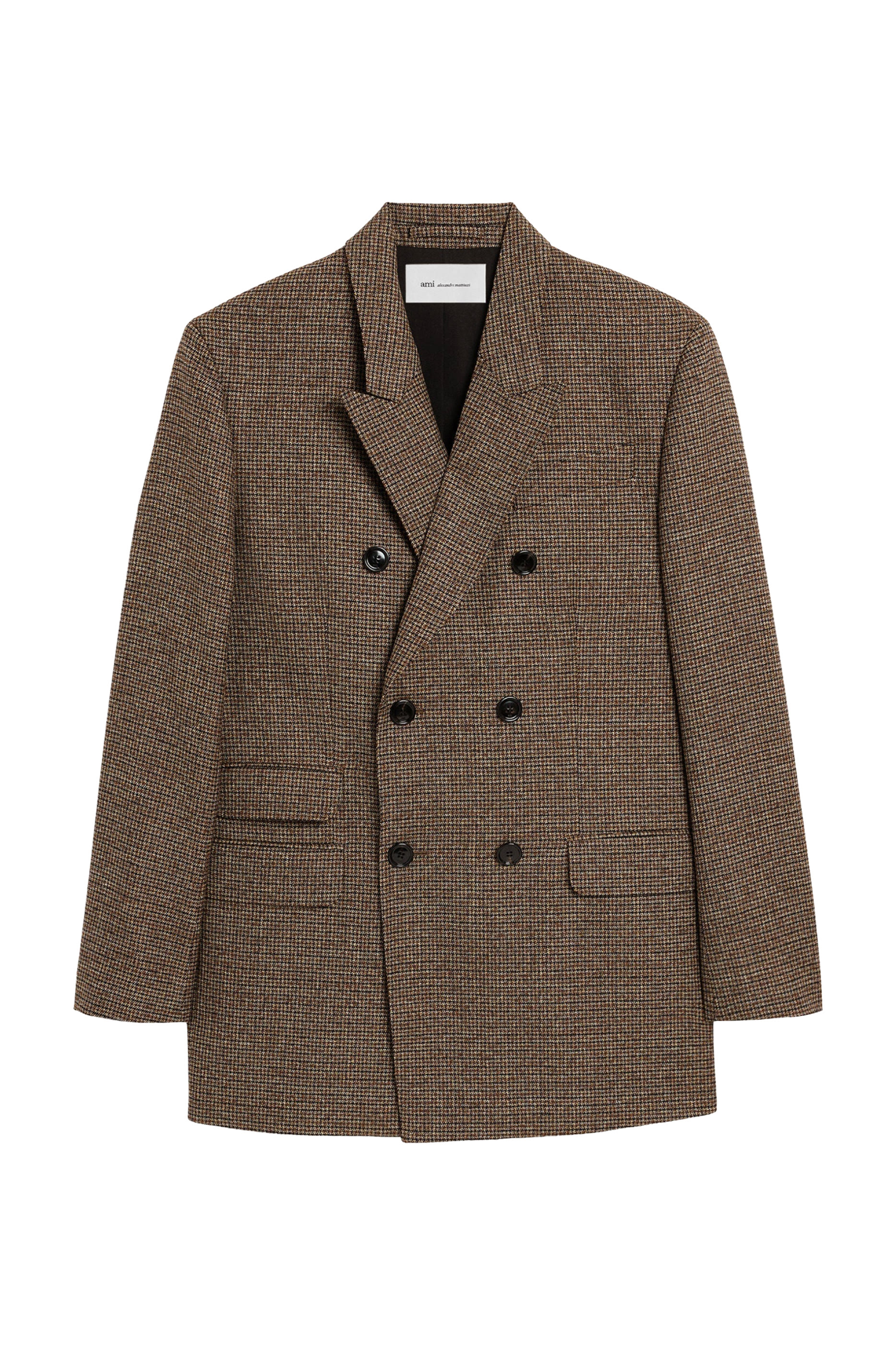 Double-Breasted Houndstooth Wool Blazer