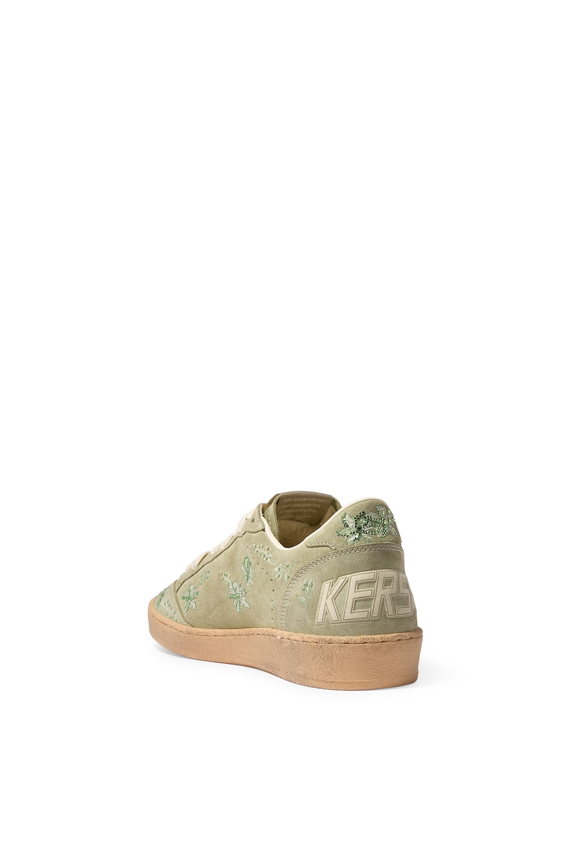 Ball Star in Suede with Leather Star and Tone-On-Tone Swarovski Floral Embroidery