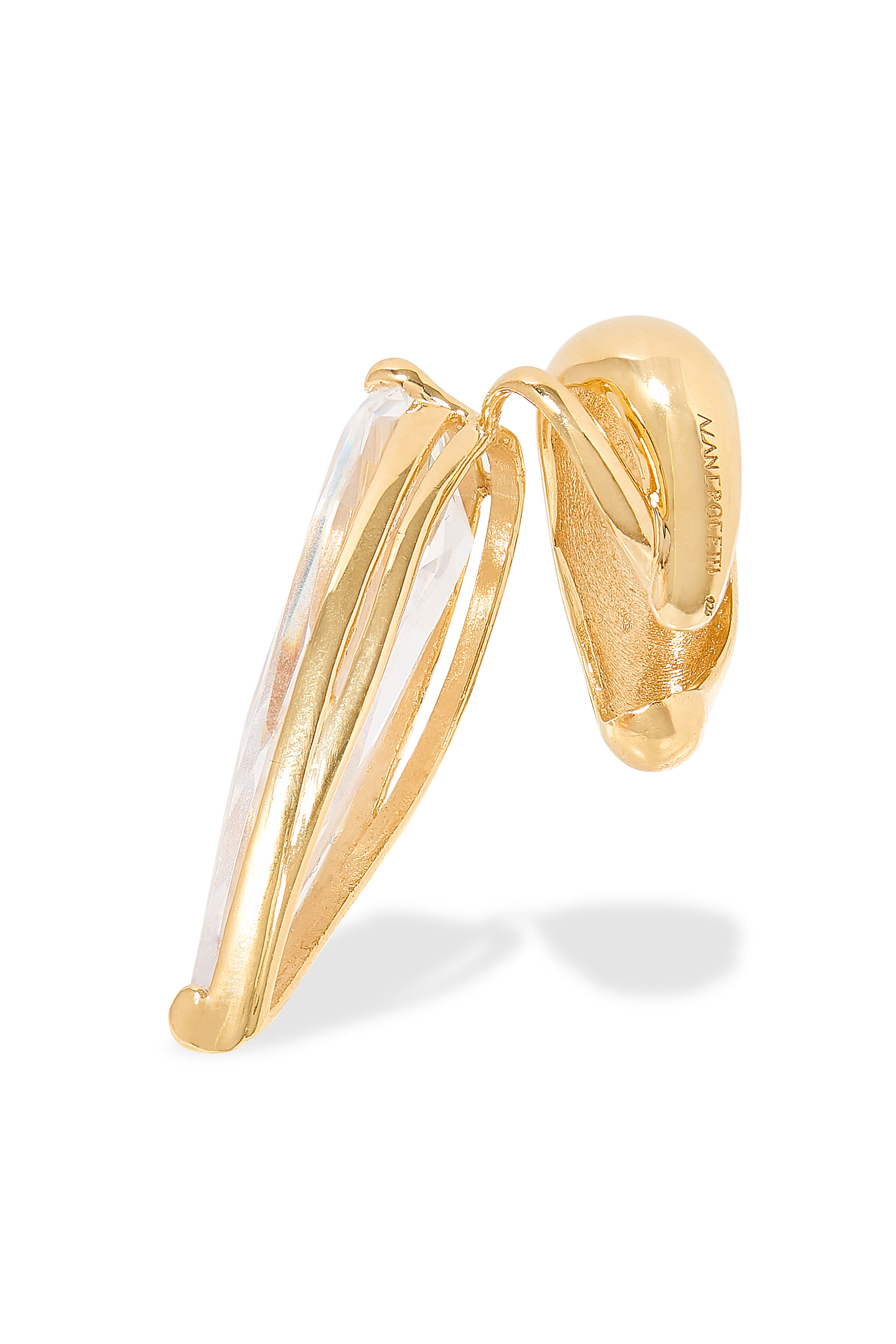 Clear Crystal Sharp Alien Single Ear Cuff &ndash; Left, 925 Sterling Silver & Crystal