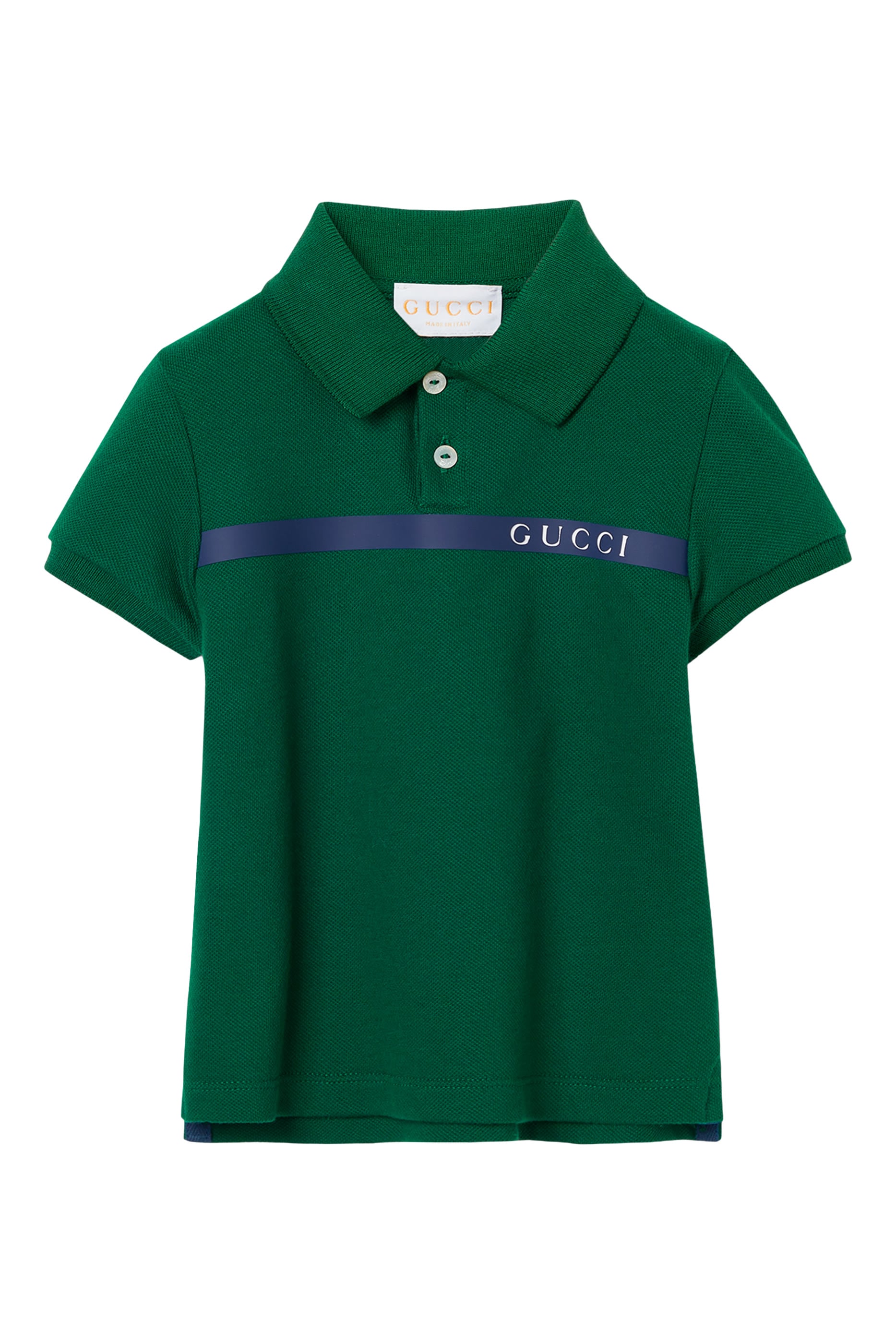 Kids Striped Heat-Taped Detail Polo Shirt