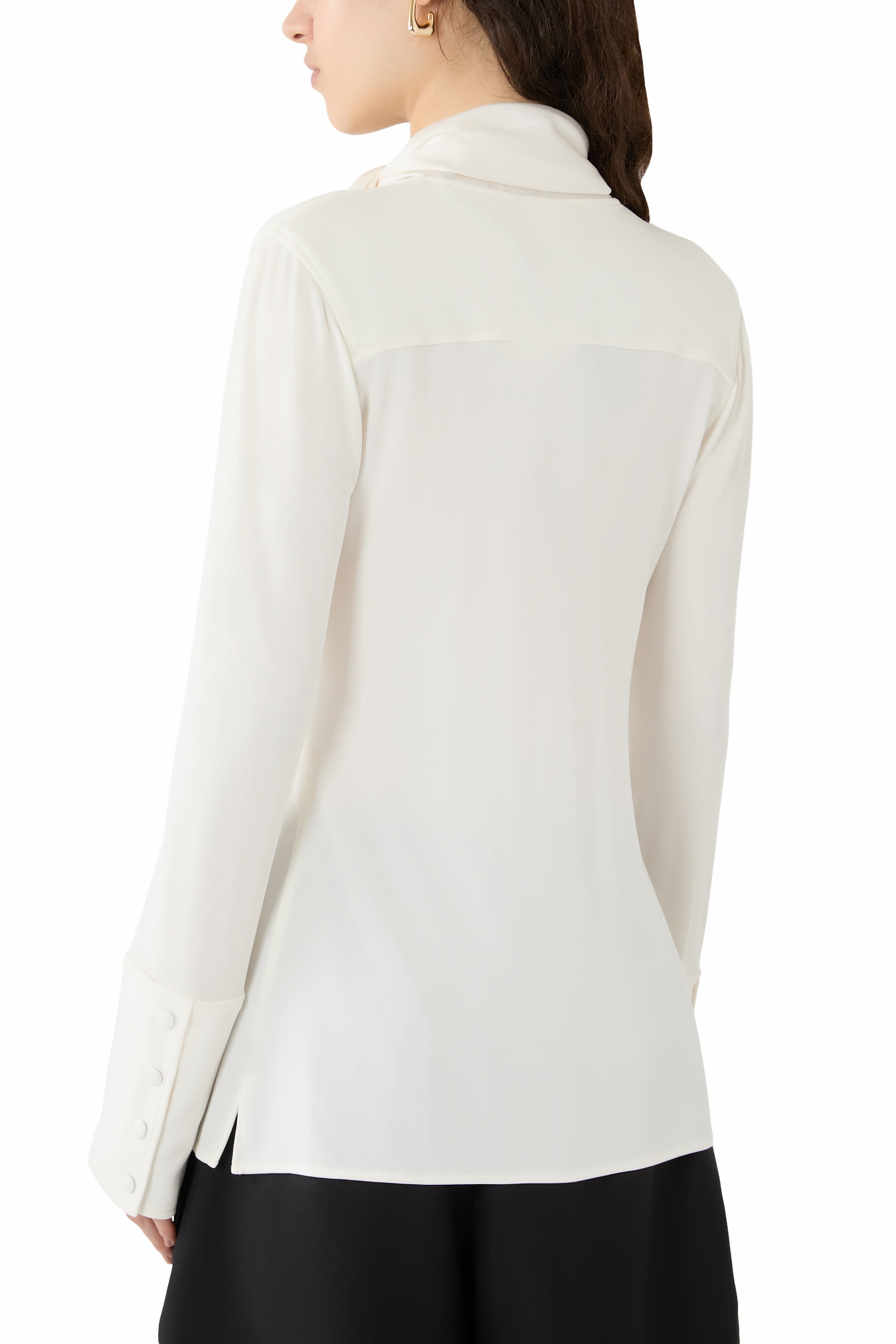 Satin Scarf Collar Jersey Shirt
