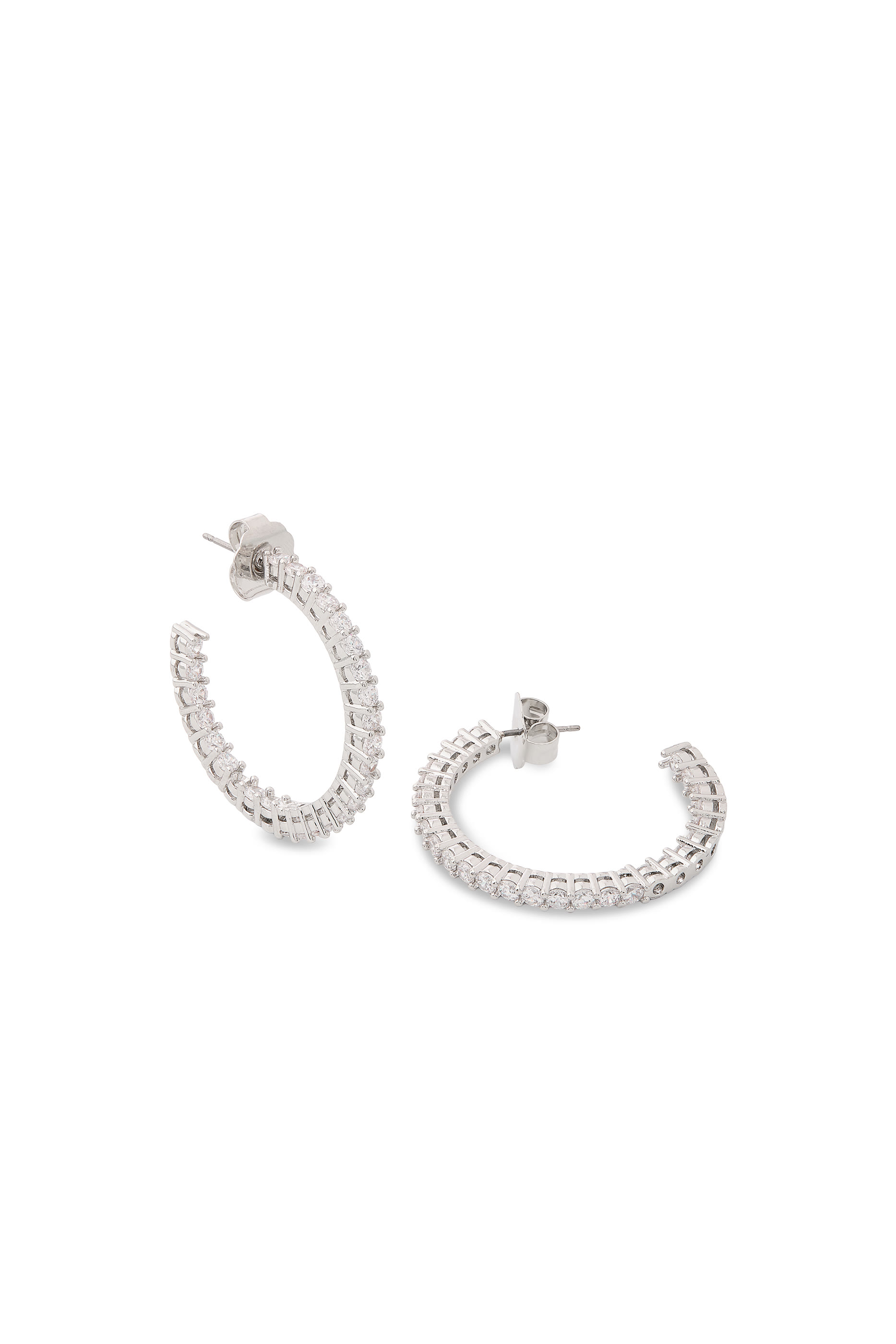 Inside-Out Hoop Earrings, Cubic Zirconia