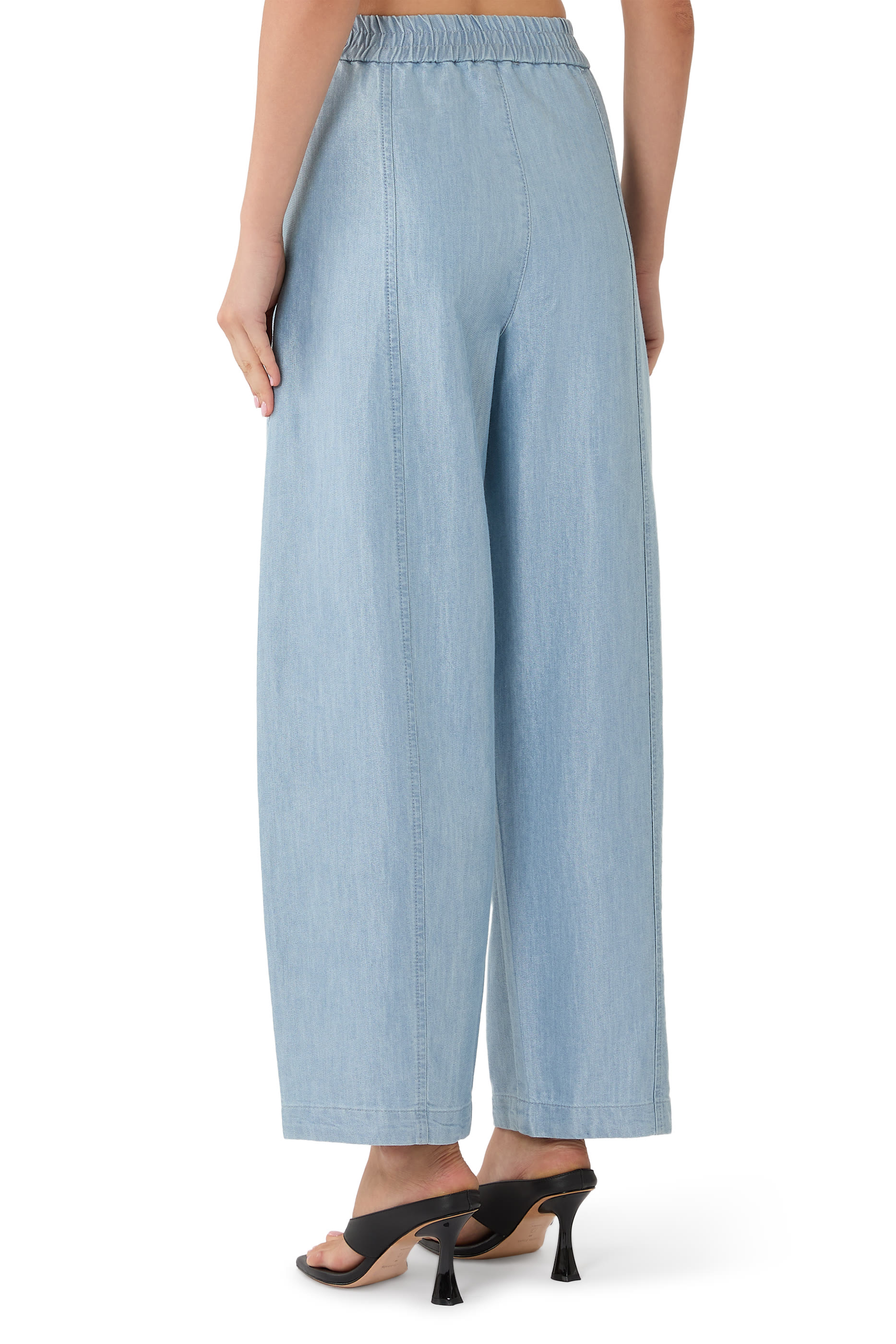 Wide-Leg Metal-Look Denim Trousers 