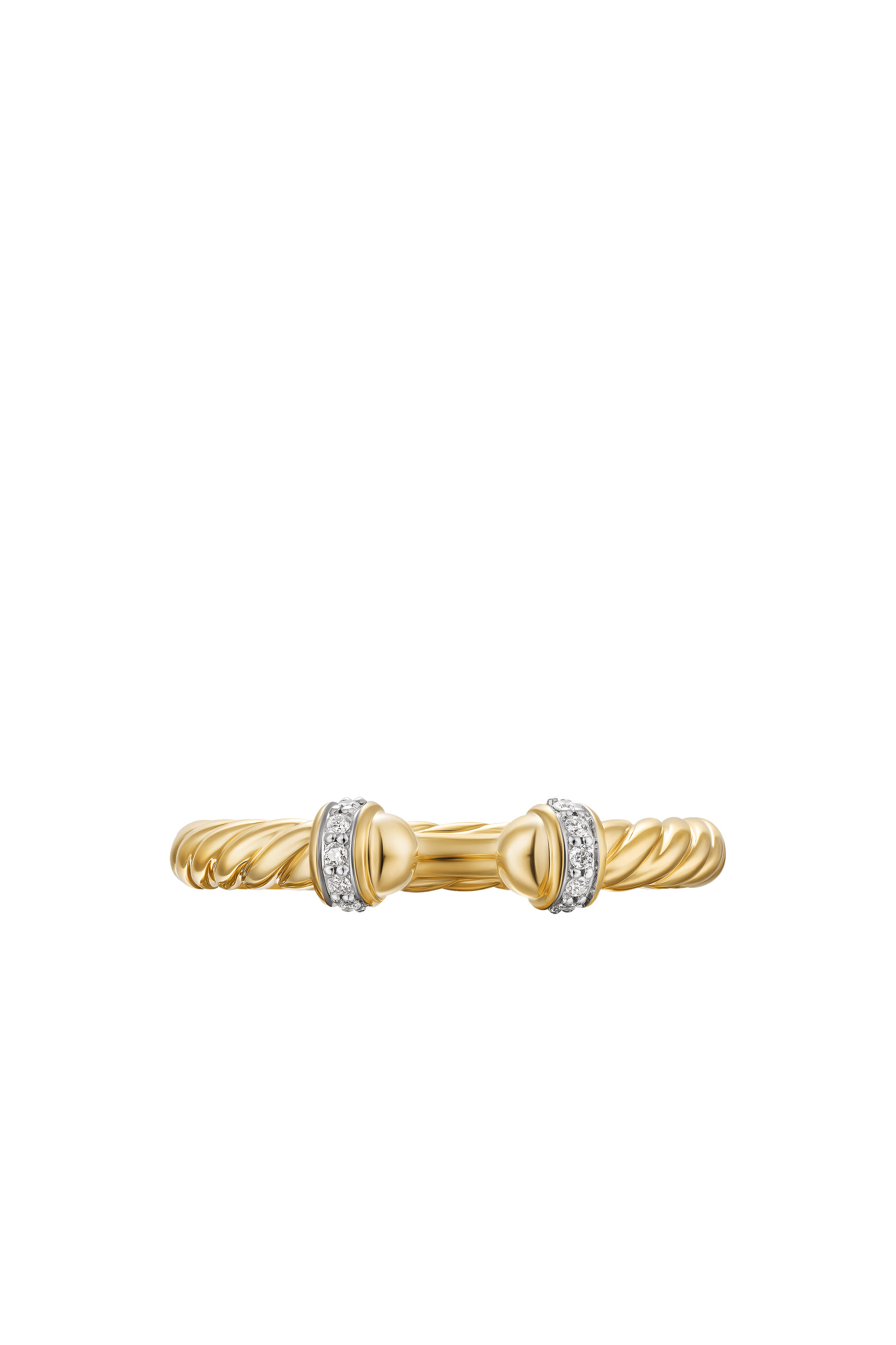 Cable Band Open Ring, 18K Yellow Gold with Diamonds 