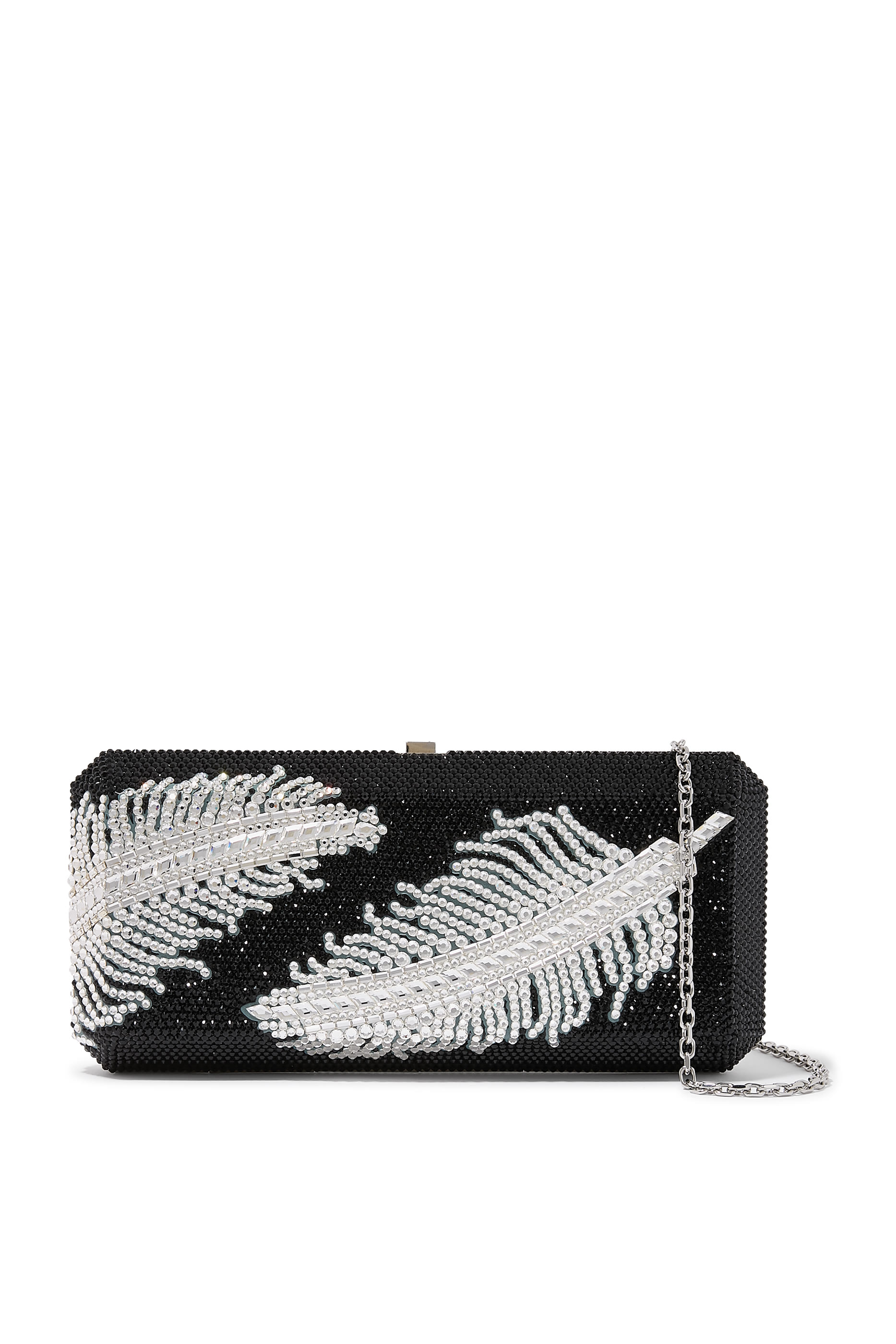 Slim Rectangle Jeweled Plume Bag