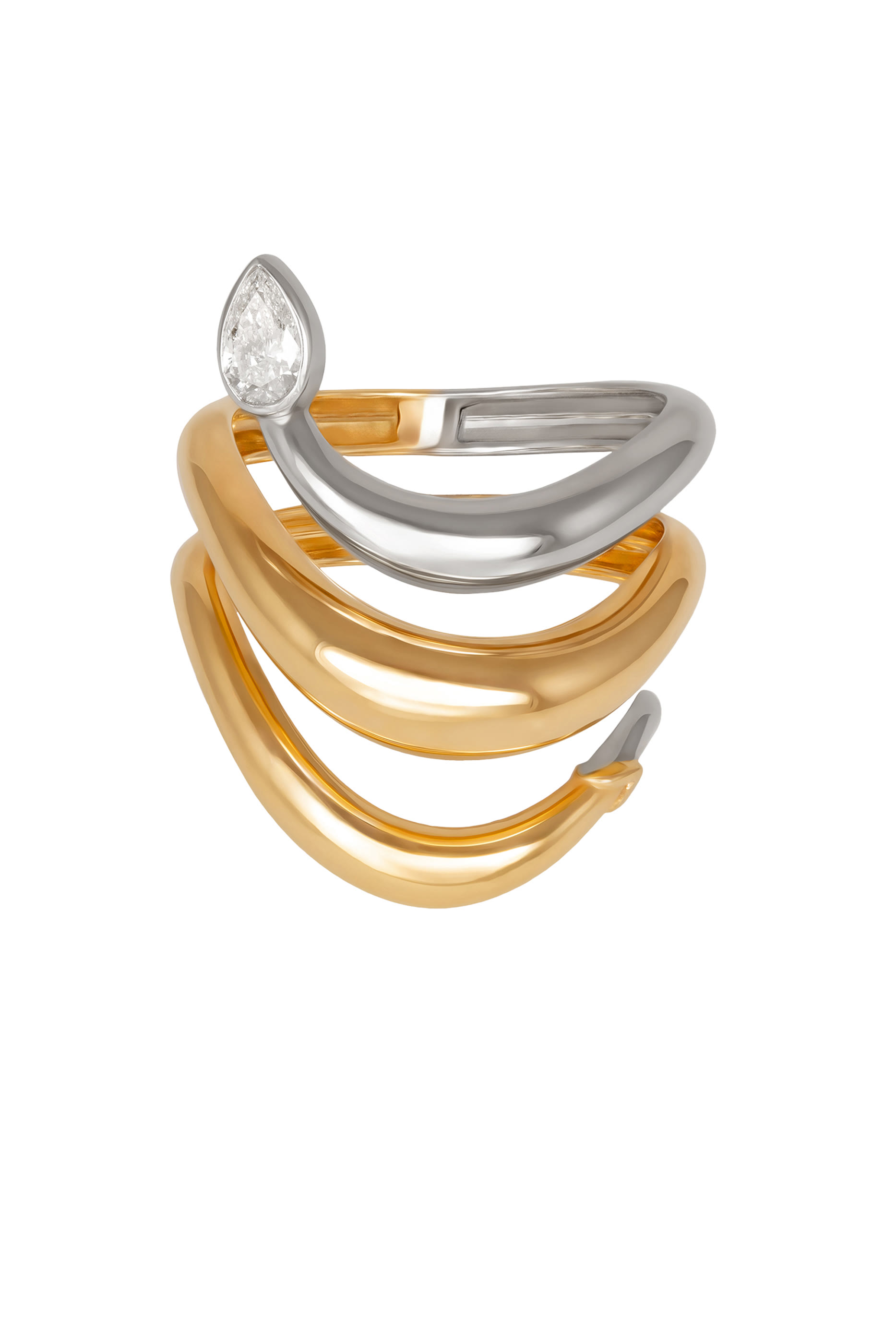 Boa Snake Ring, 18k Yellow Gold & Diamond