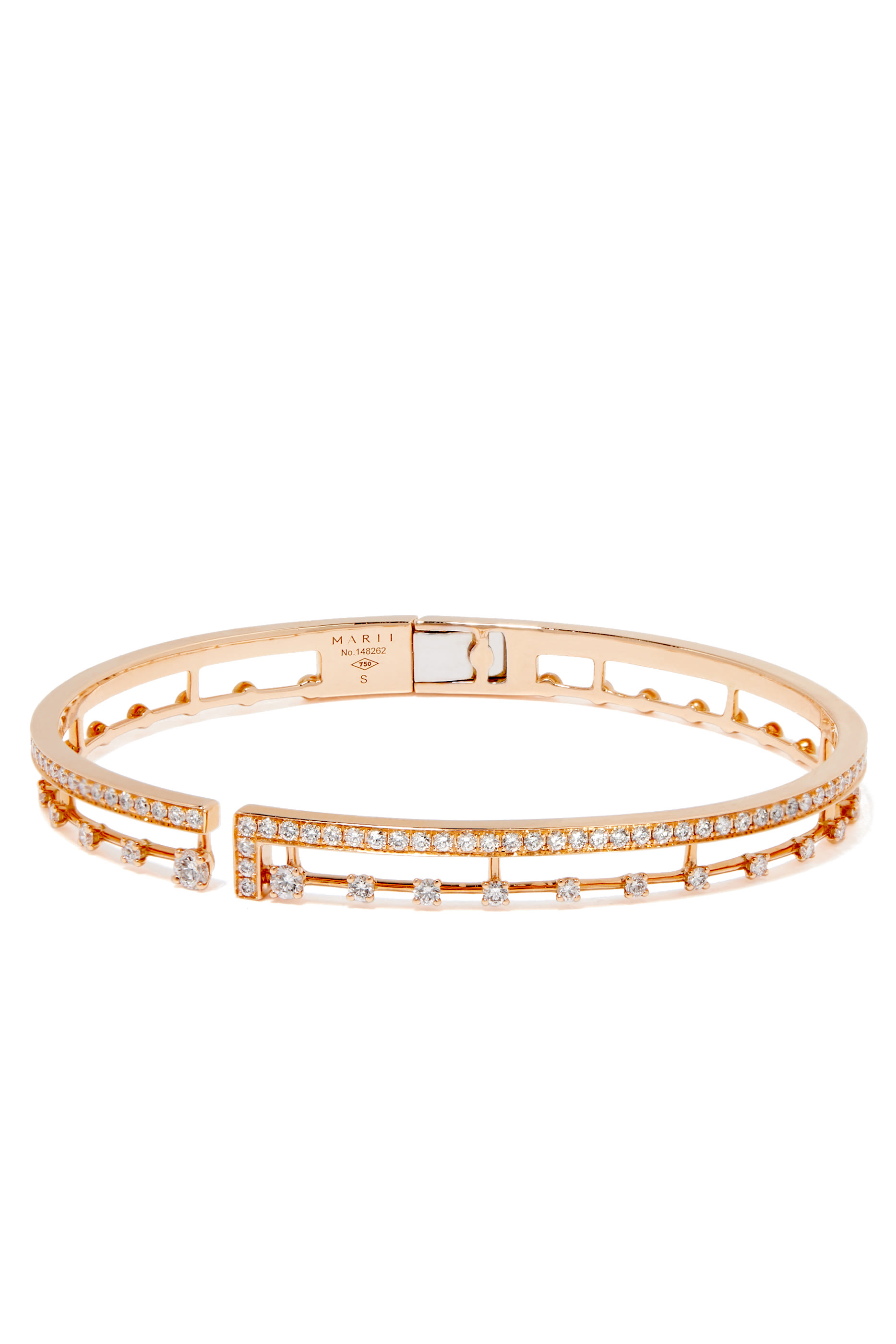 Avenues Open Hinged Bracelet, 18k Pink Gold with Diamonds