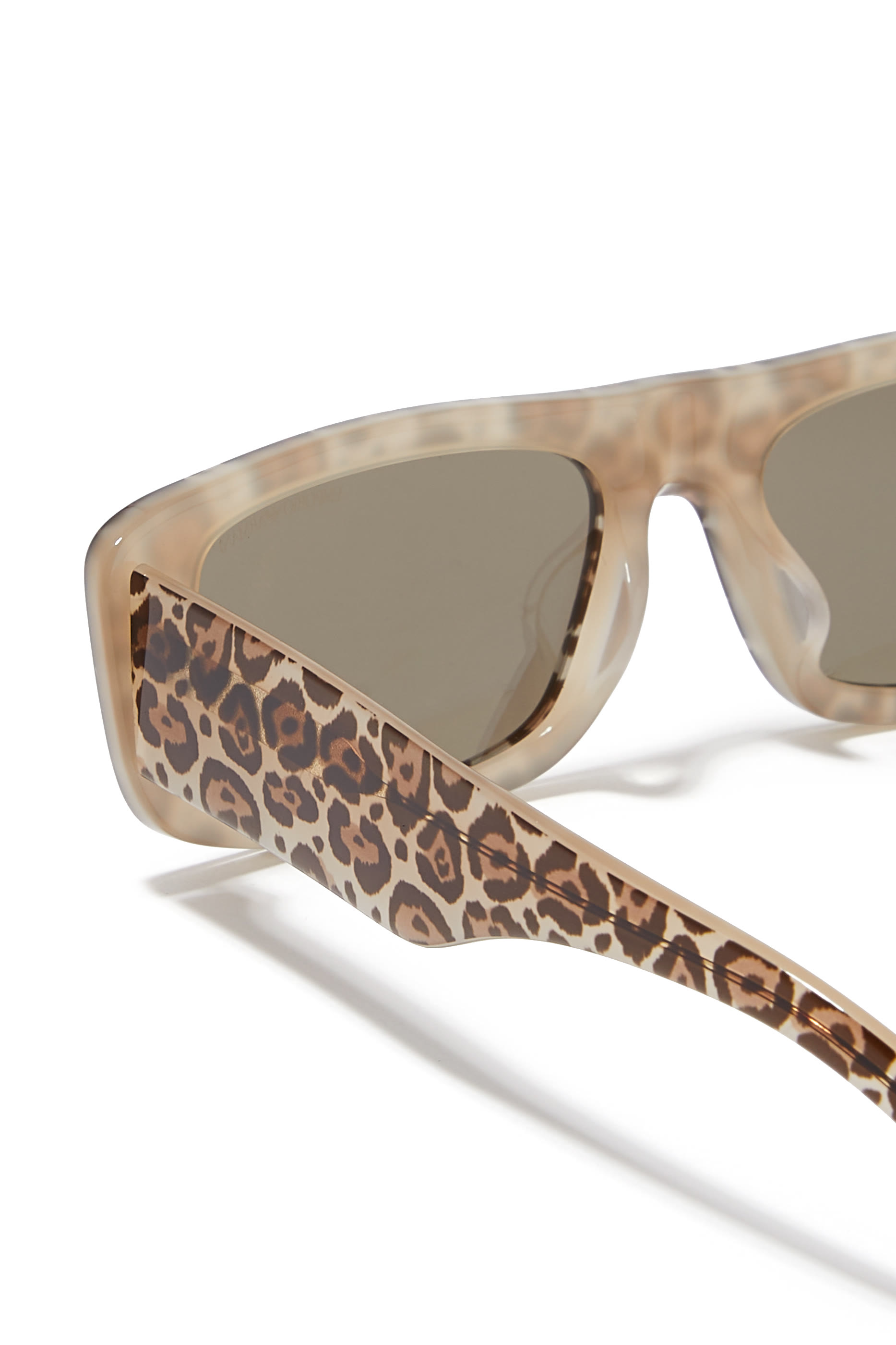 Leopard Print Rectangular Sunglasses