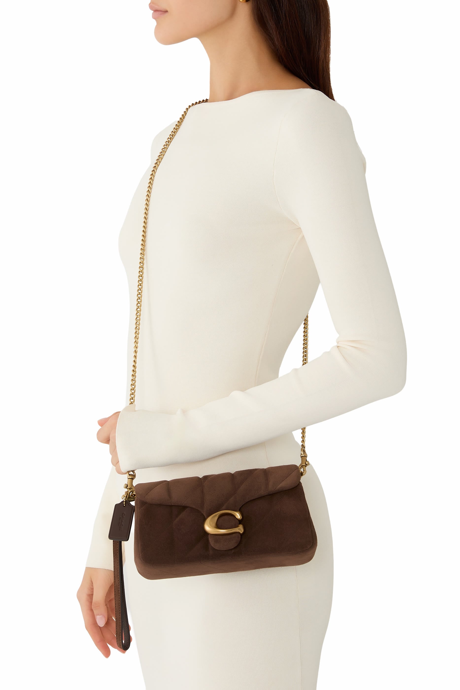 Quilted Suede Tabby 19 Chain Bag