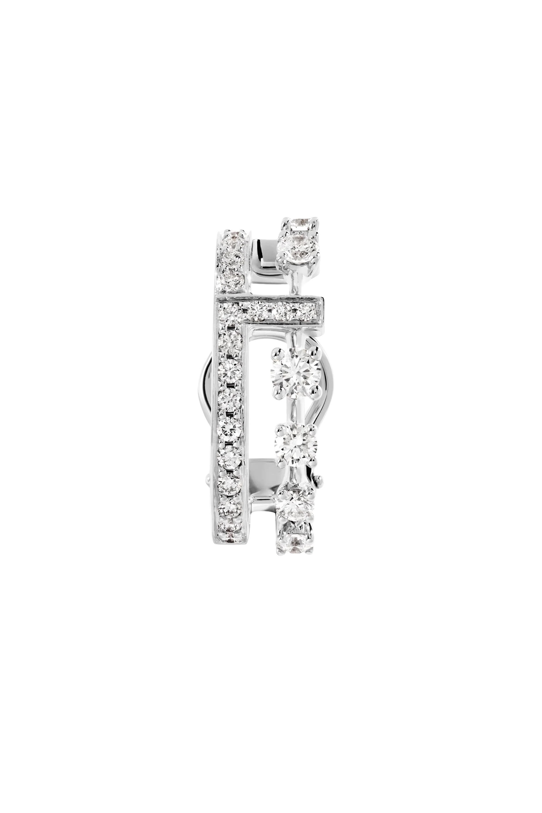 Avenues Single Cuff Earring, 18K White Gold with Diamonds