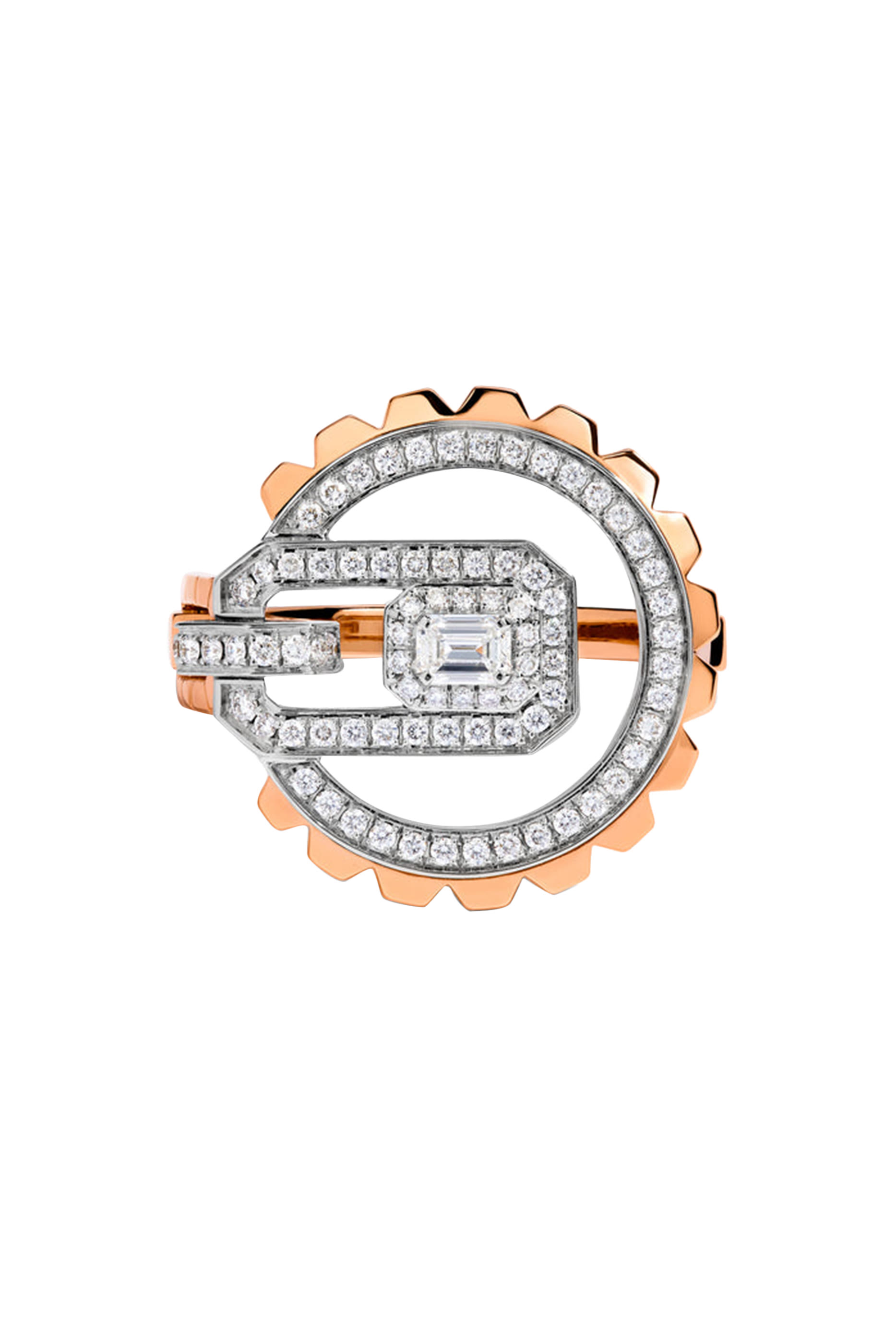 Empire Two-Tone Diamond Medium Statement Ring, 18K Rose & White Gold & Diamonds