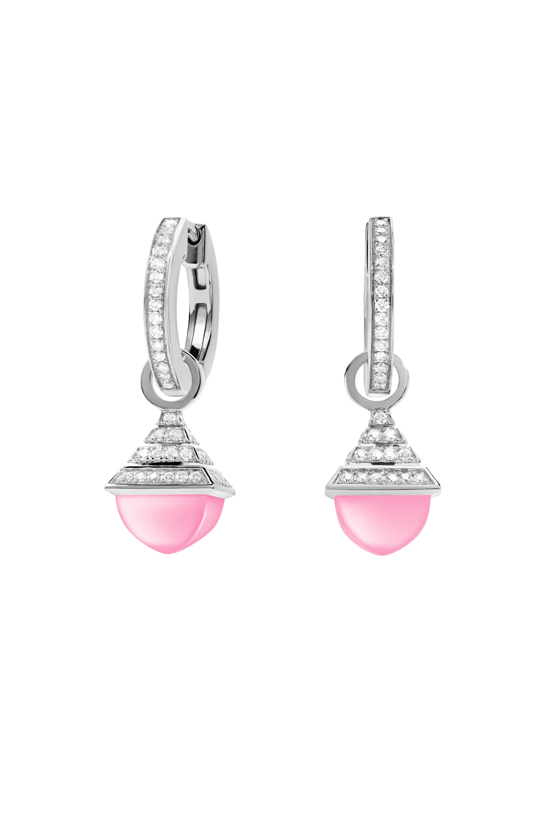 Cleo Rev Mini Drop Earrings, 18k White Gold & Quartzite, Diamonds