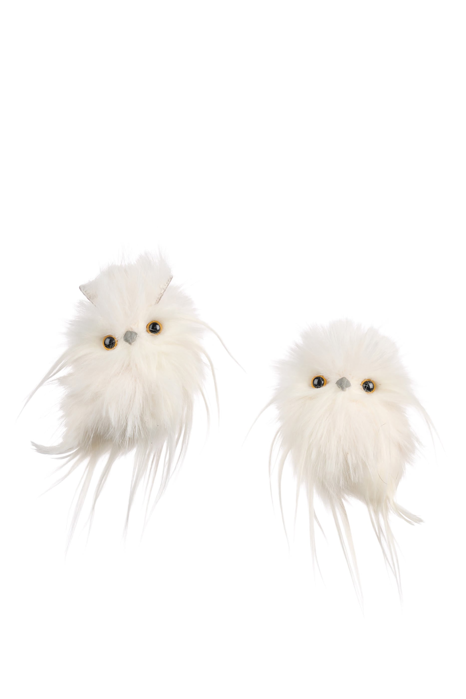 Furry Long-Hair Owl Ornaments - Set of 2