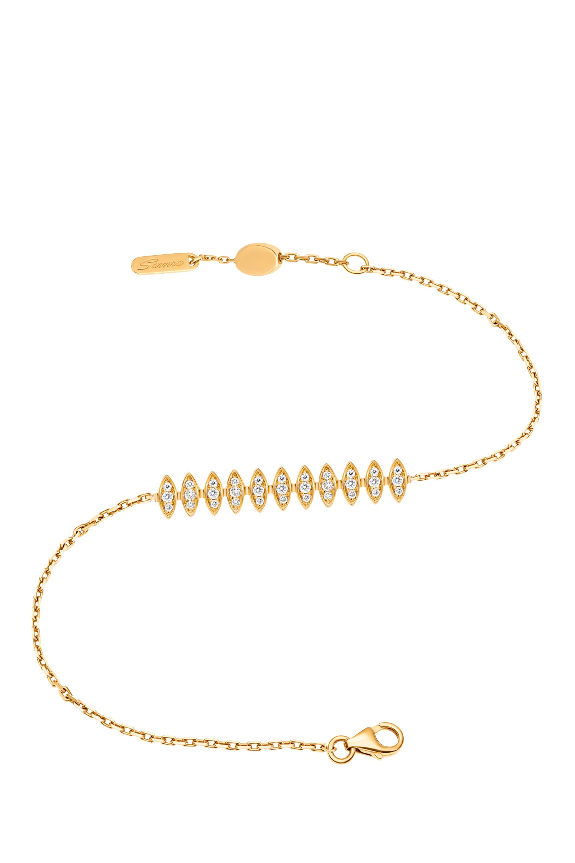 Barq Marquise Large Bracelet, 18K Yellow Gold & Diamonds