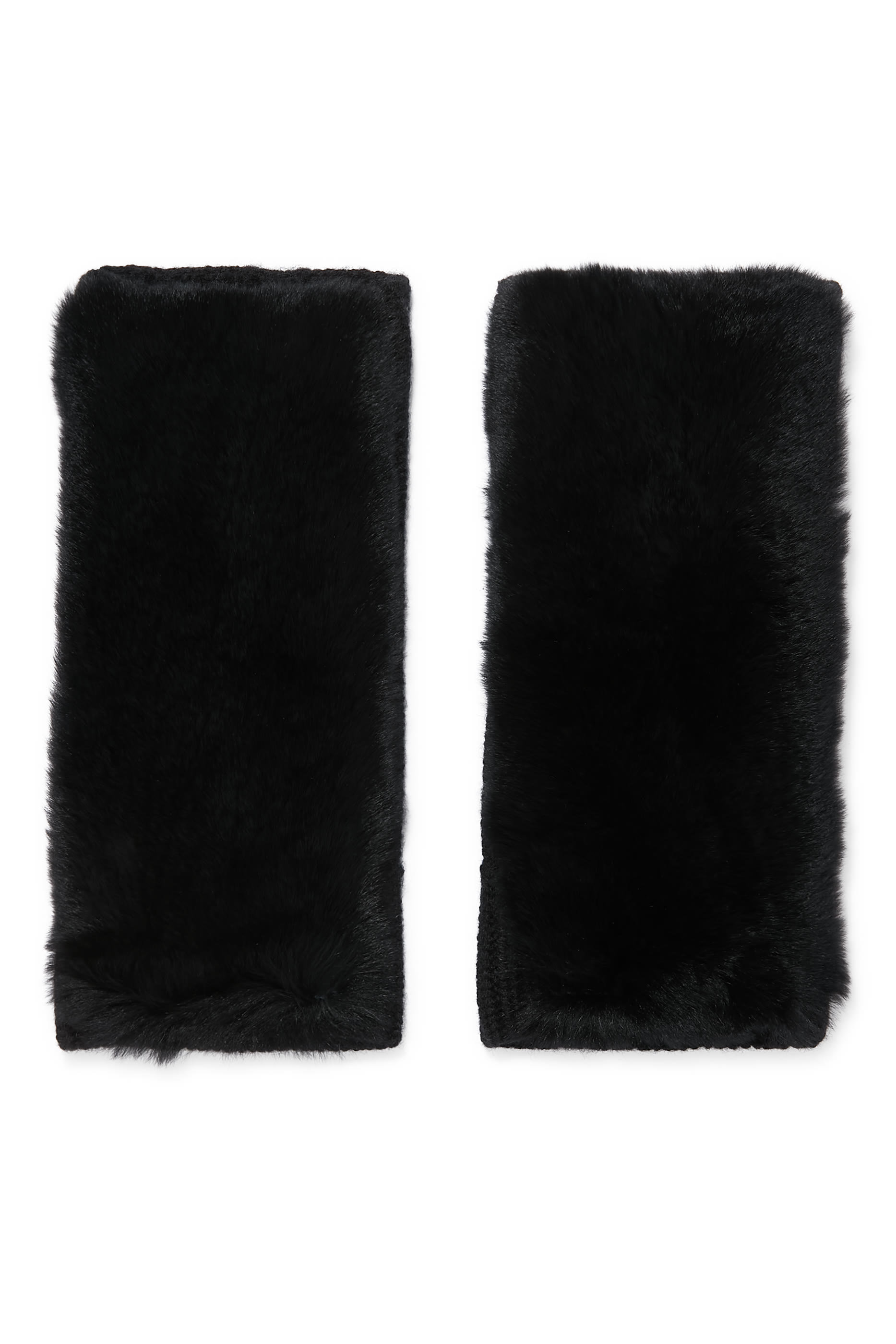 Cashmere Wool Knit and Rex Rabbit Fingerless Gloves 