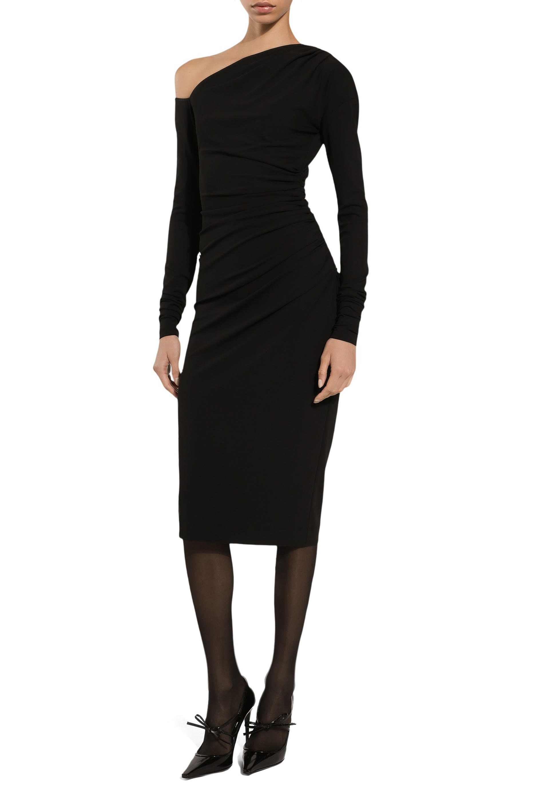  One-Shoulder Calf-Length Dress