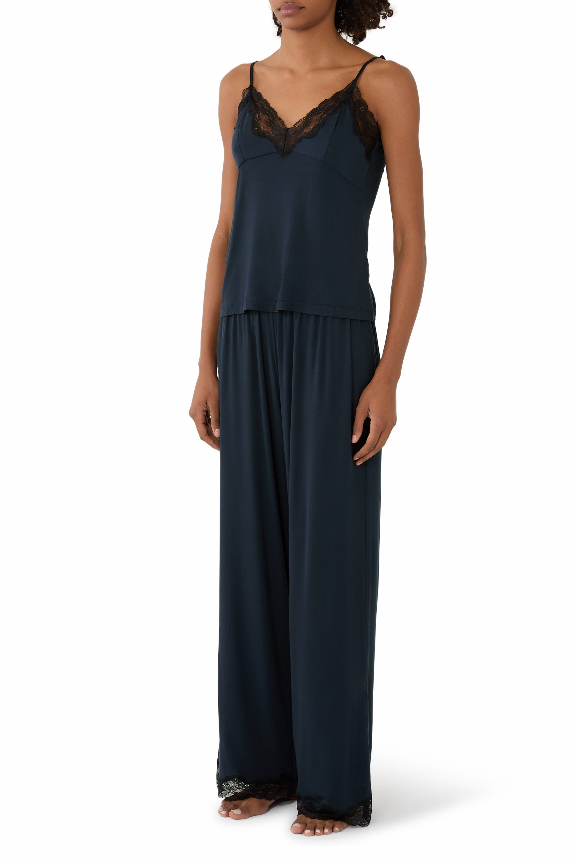  Jersey Lace Detail Cami Pyjama Set