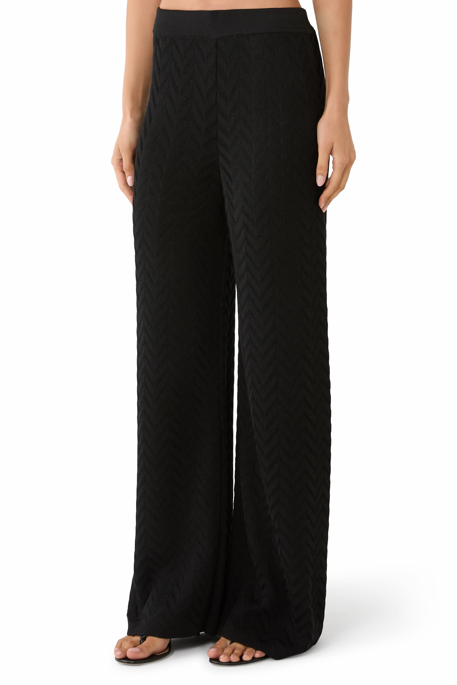 Straight-Leg Stretch Chevron Trousers
