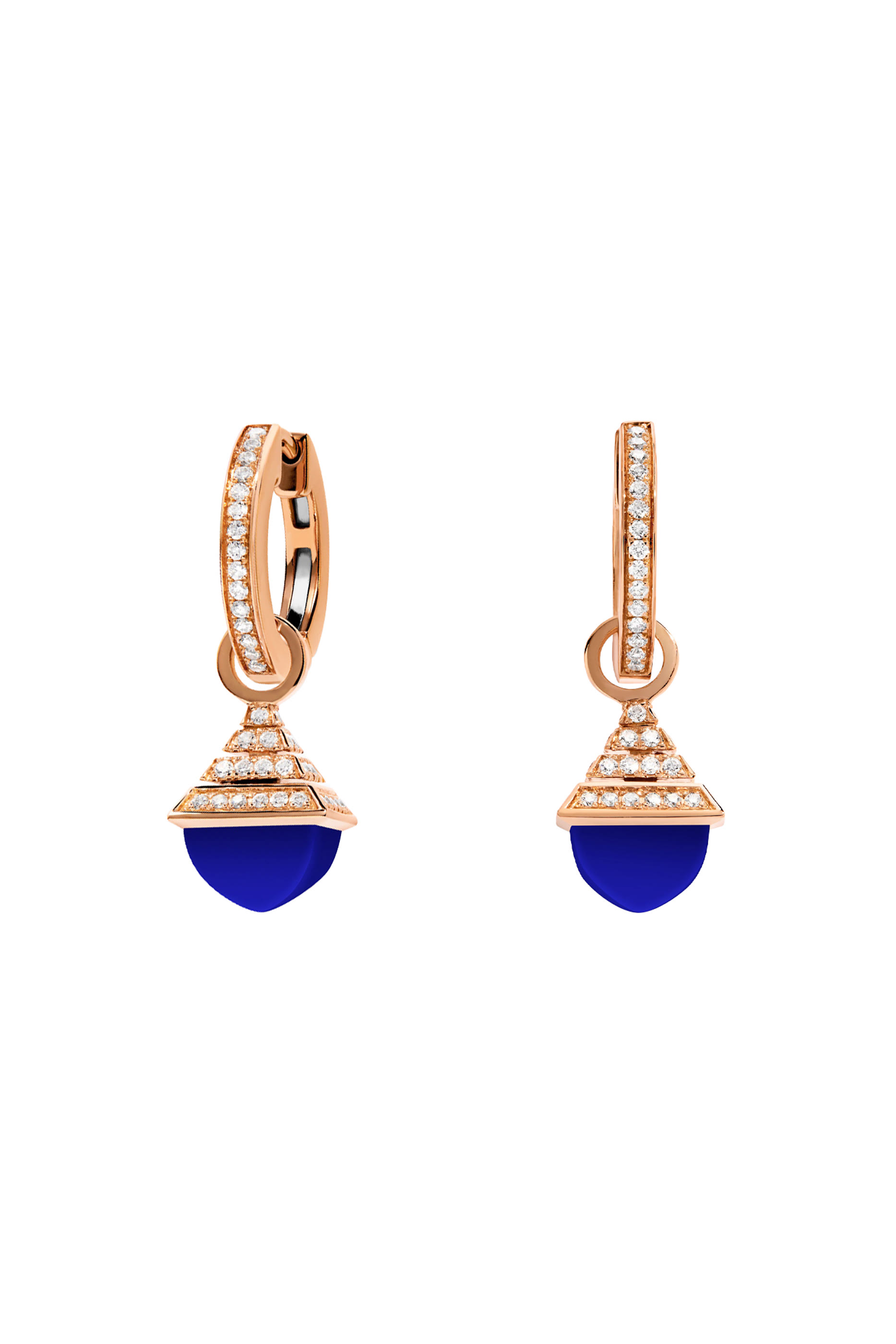Cleo Rev Mini Drop Earrings, 18K Rose Gold with Diamonds and Lapis Lazuli