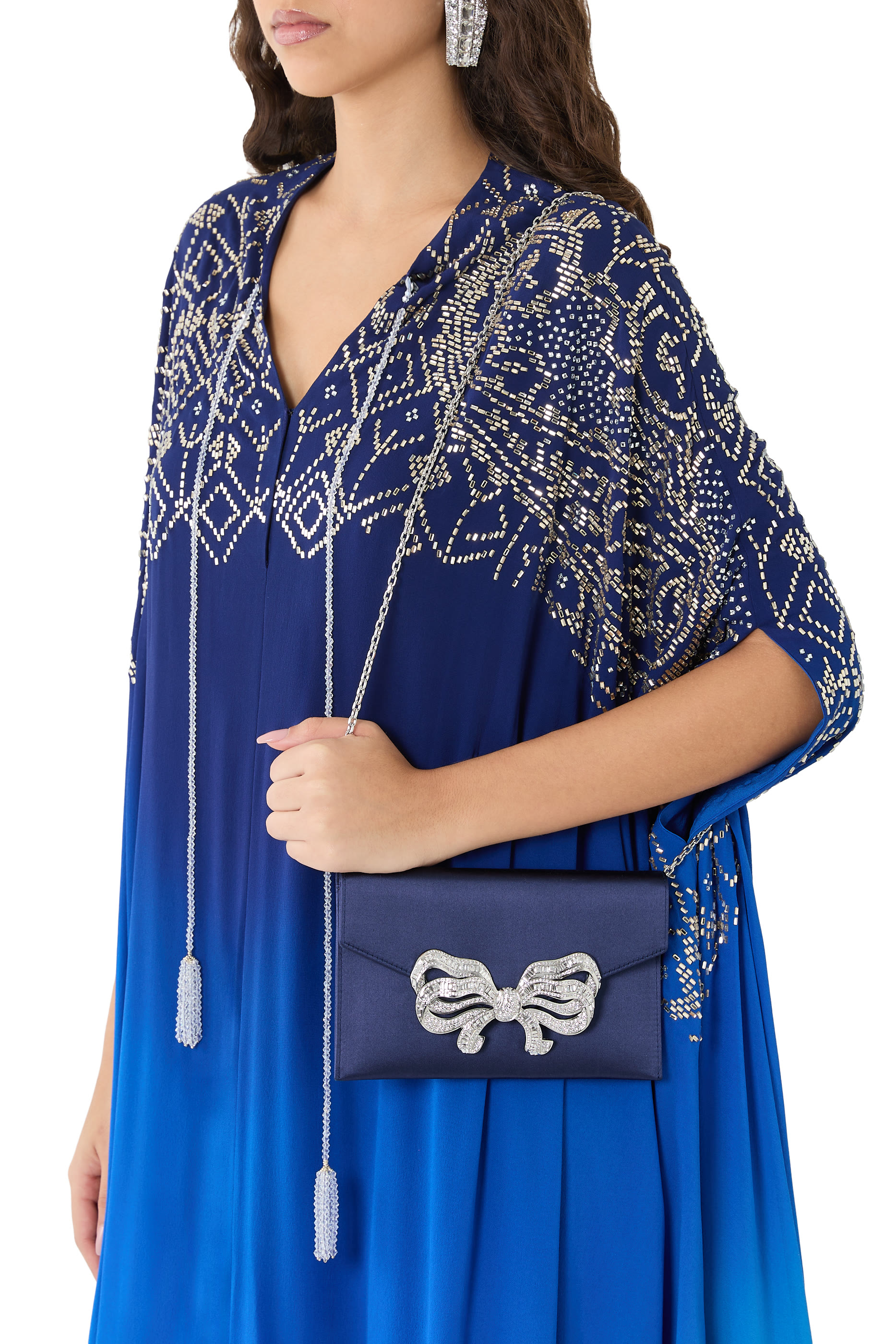 Satin Bow Envelope Clutch