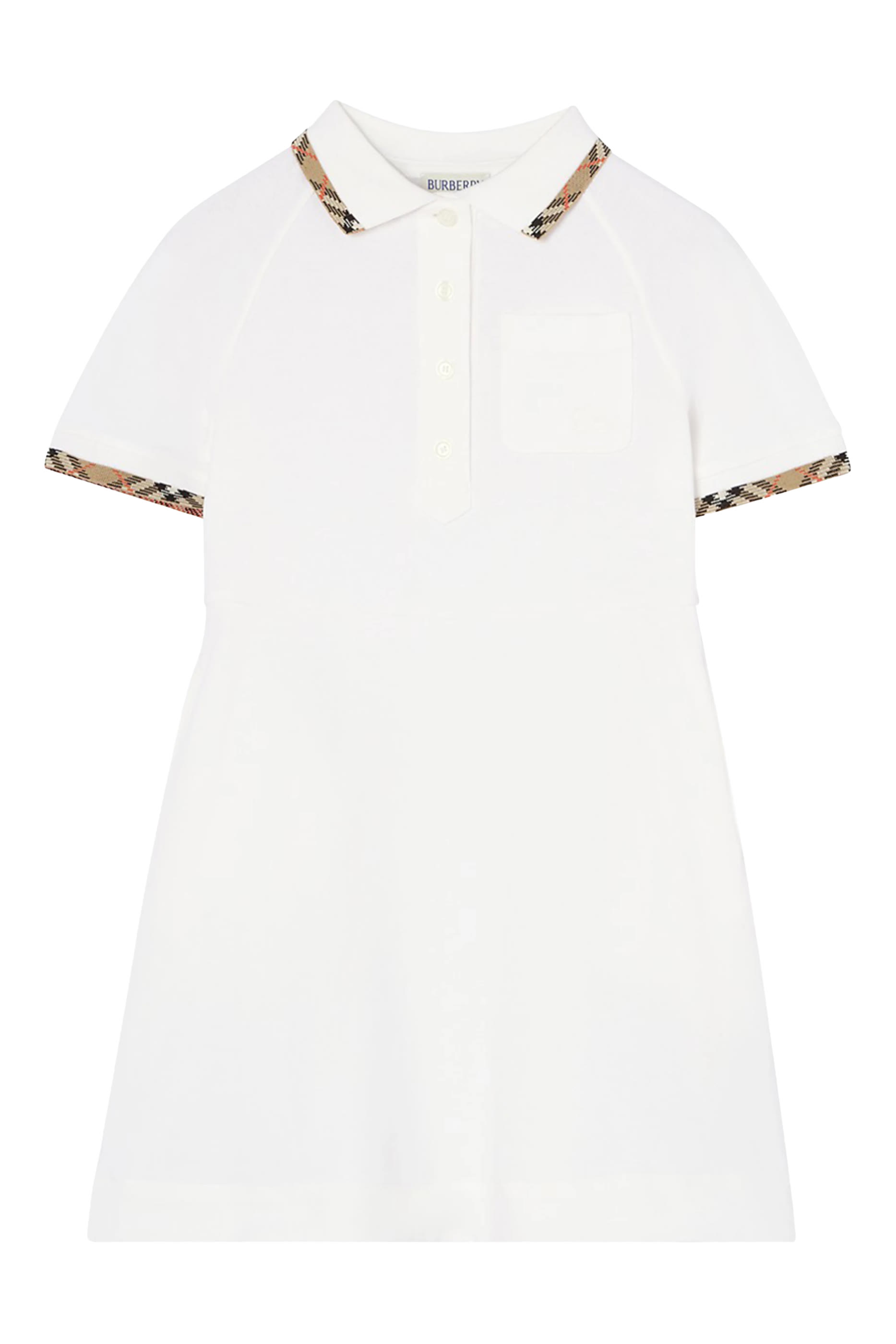 Kids  Check Trim Cotton Polo Shirt Dress 