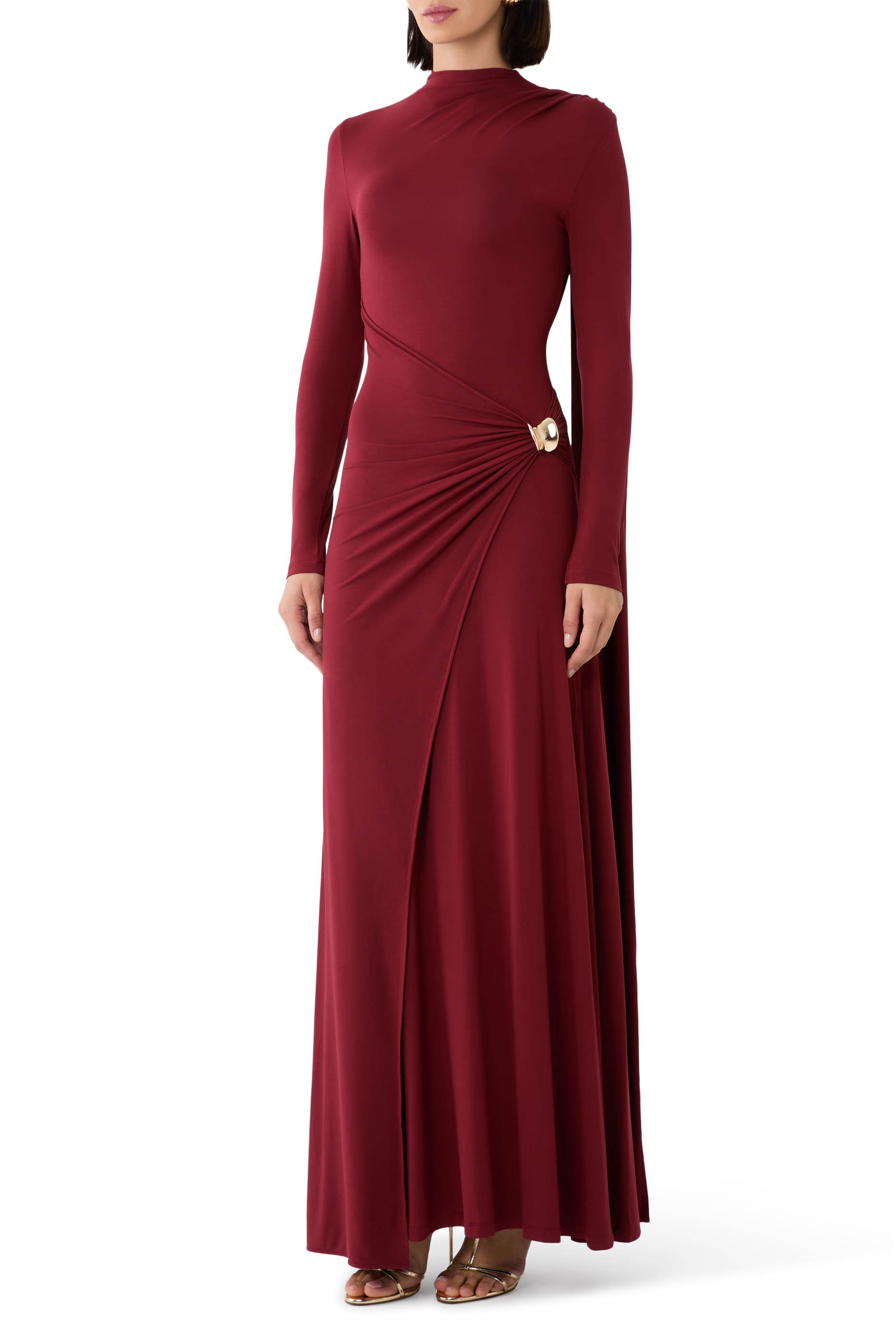 Melissa Draped Long Sleeve Gown in Bamboo Jersey