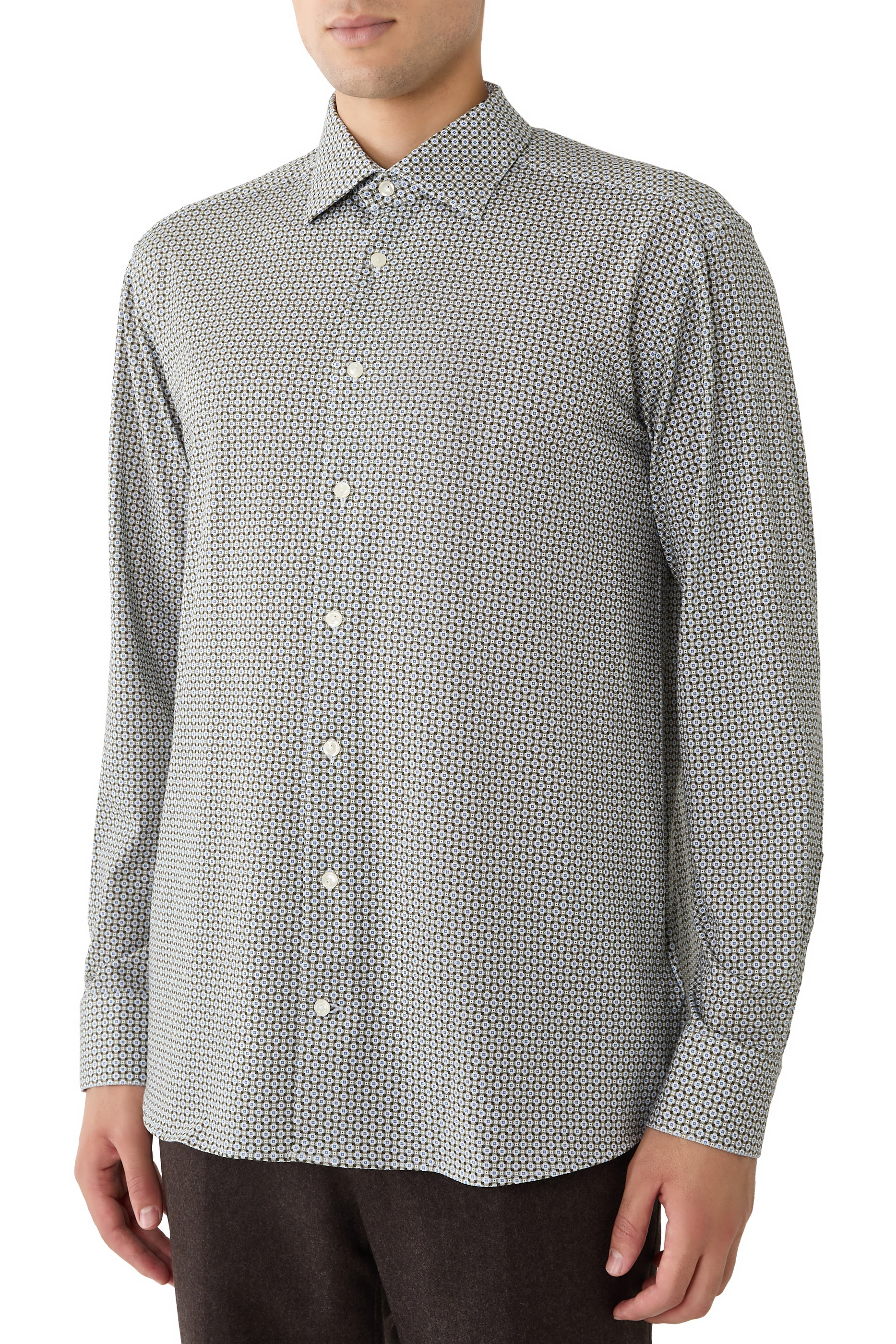Geometric Jersey Stretch Shirt