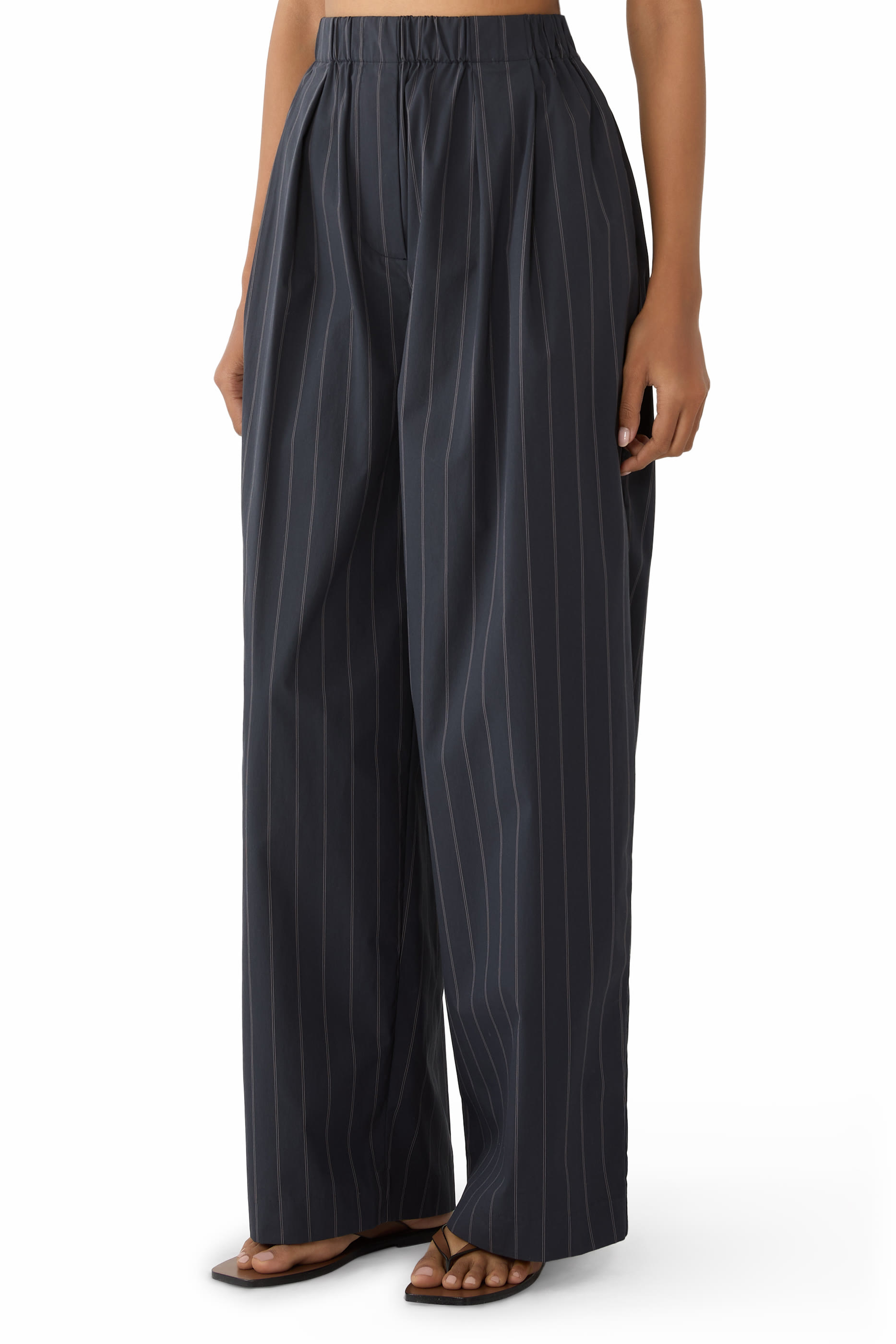 Stripe Relaxed Pleat Pants