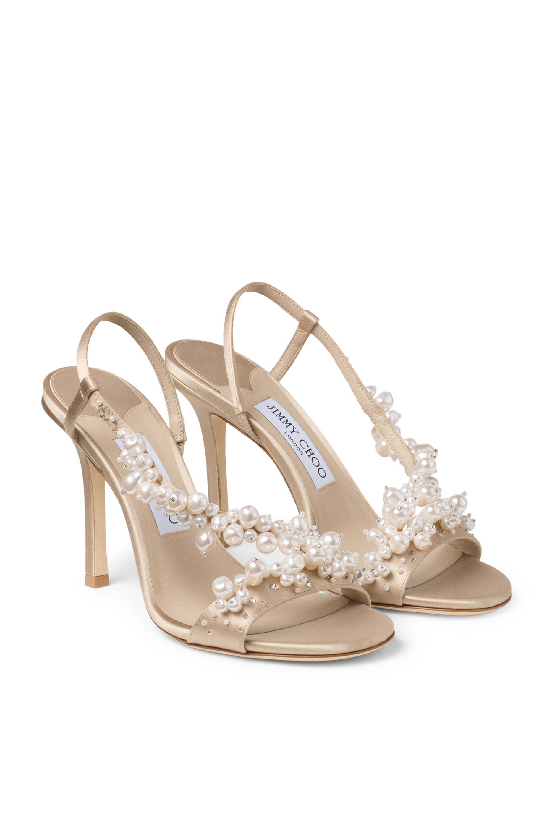  Irina Satin 100 Sandals with Pearl & Crystal Embroidery