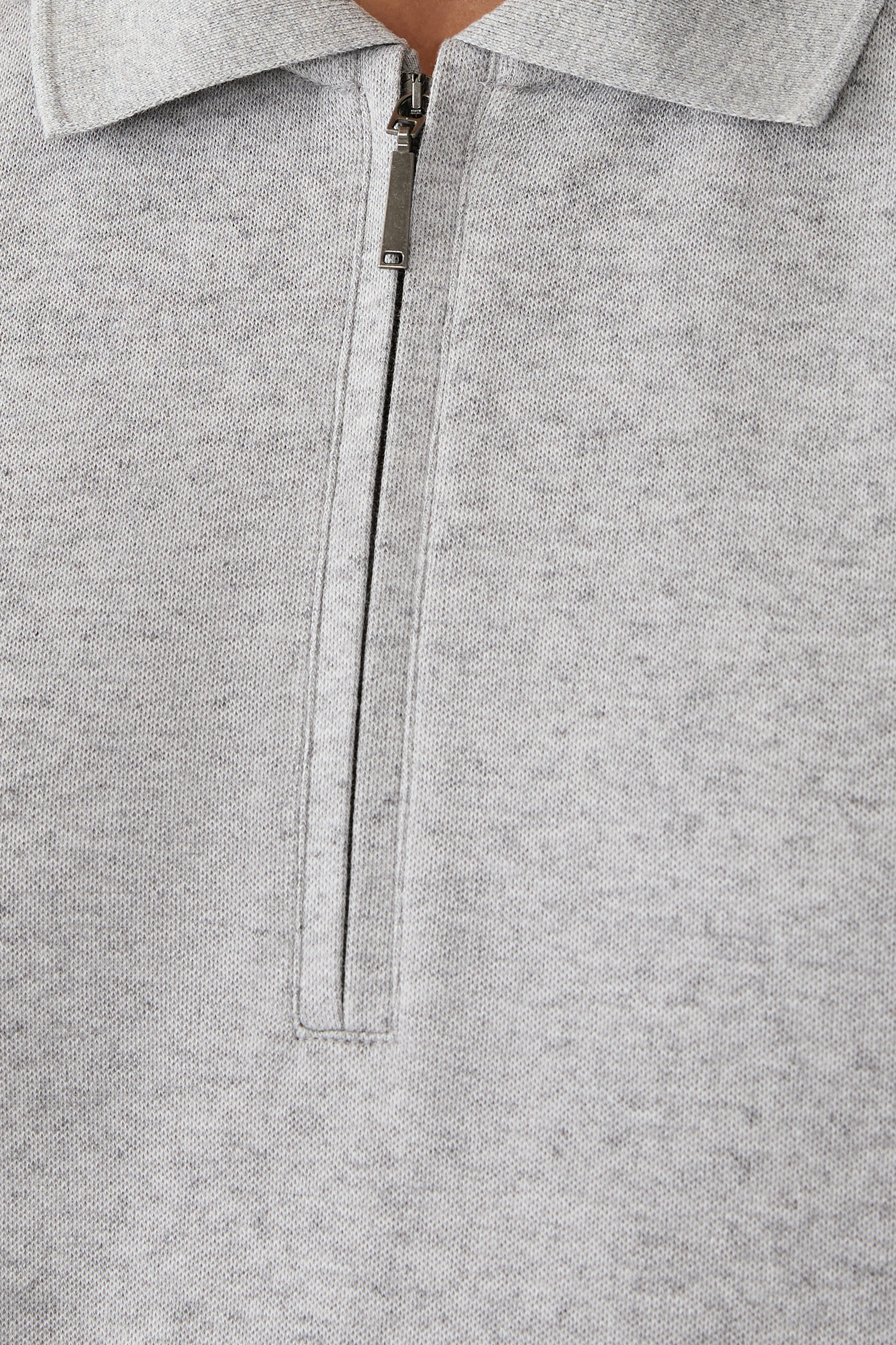 Zip-Neck Polo Shirt in Cotton and Cashmere