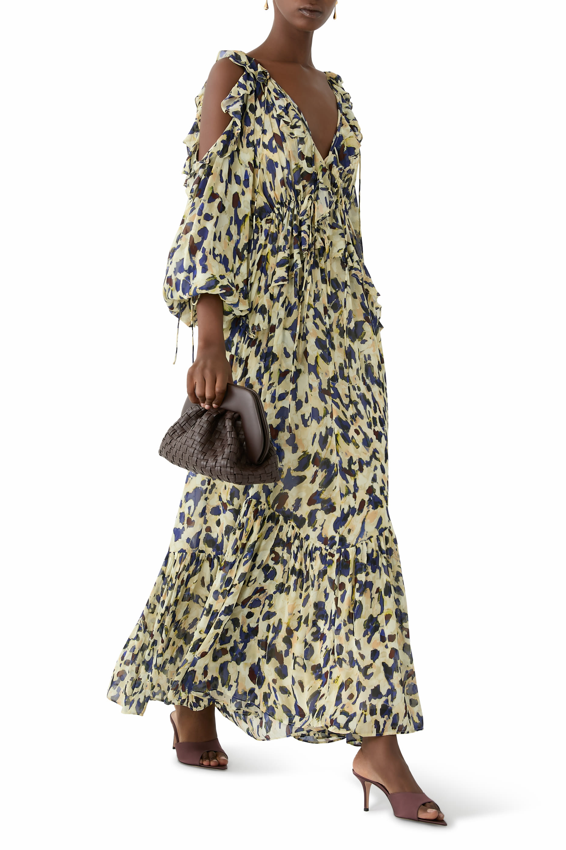 Kinetic Ruffle Drawstring Maxi Dress