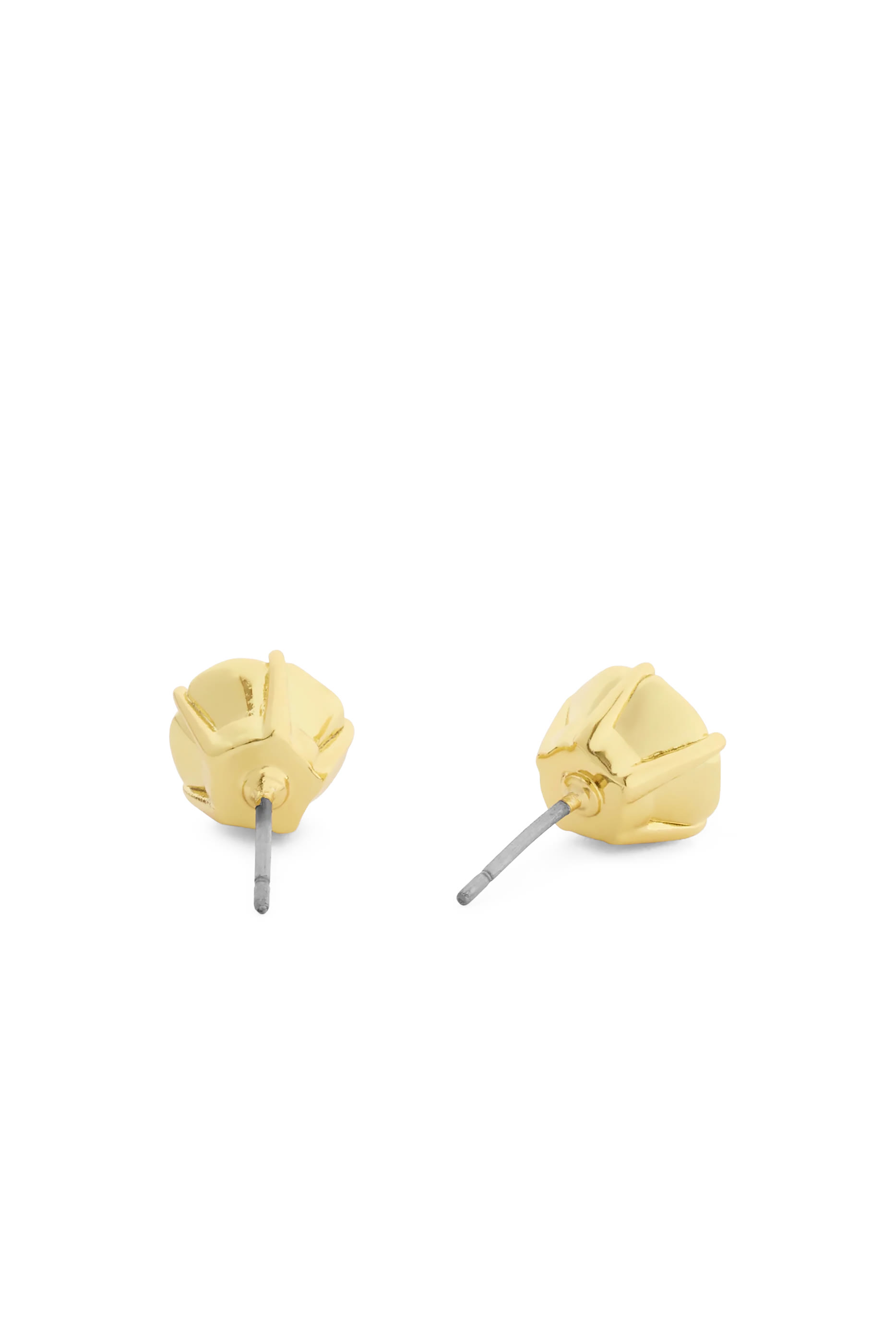 Tea Rose Stud Earrings, Plated Brass, Titanium Post & Cubic Zirconia