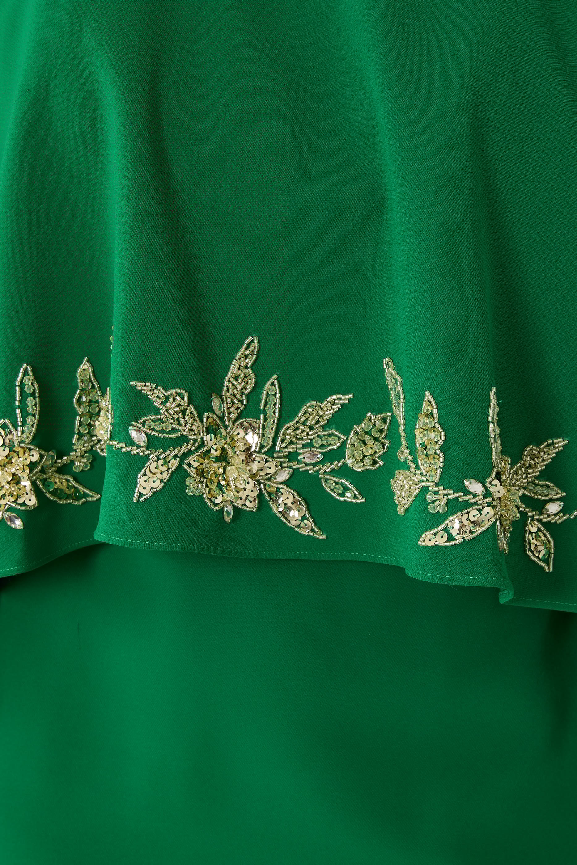 Embellished Sleeve Gown in Crepe